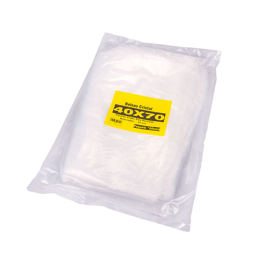 BOLSAS PLASTICAS FERNANDEZ PE CRISTAL (B/D - 45MIC - S/F) .40X70CM *50UNID