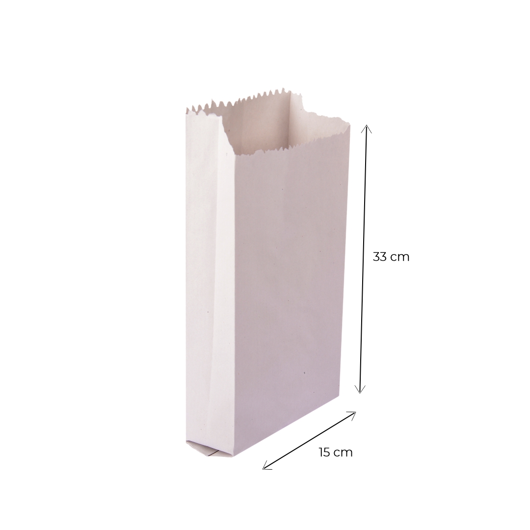 BOLSAS FACTURA PAPEL BLANCA N°6 LARGA (15*33CM) *100UNID