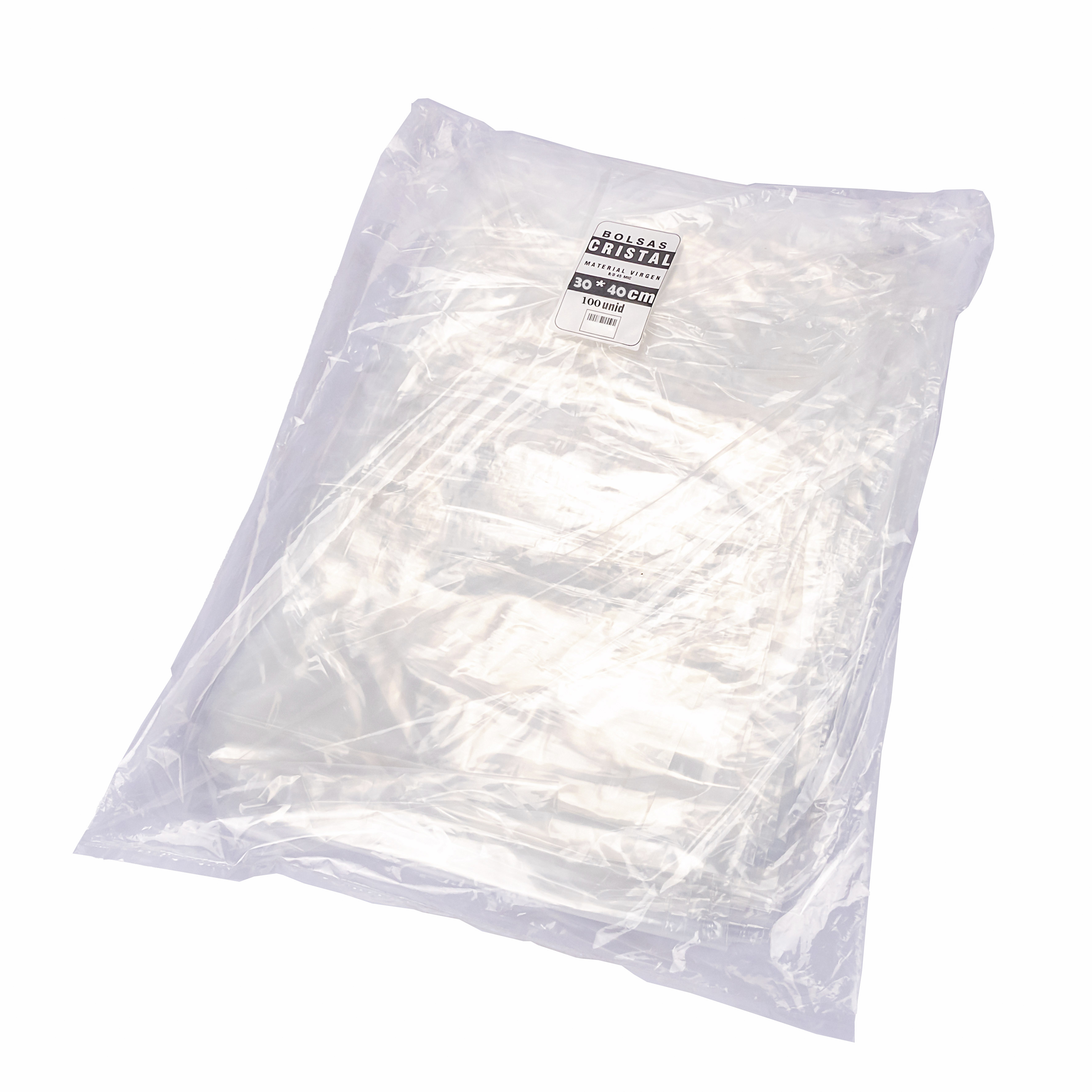BOLSAS PLASTICAS FERNANDEZ PE CRISTAL (B/D - 45MIC - S/F) .30X40CM *100UNID