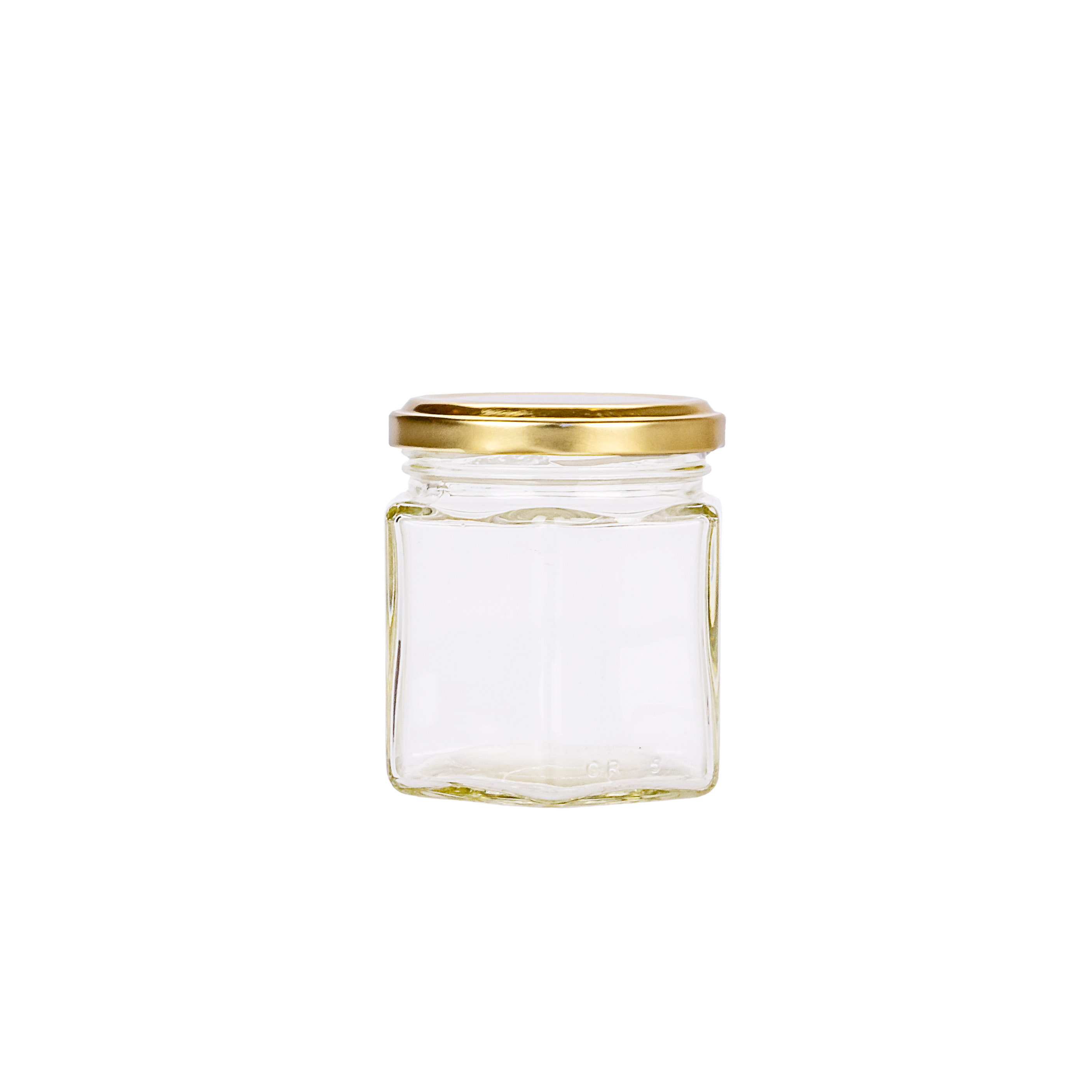 FRASCO VIDRIO CRISTAL.190CC HEXAGONAL (TAPA 63MM) SIN TAPA PACK *20UNID