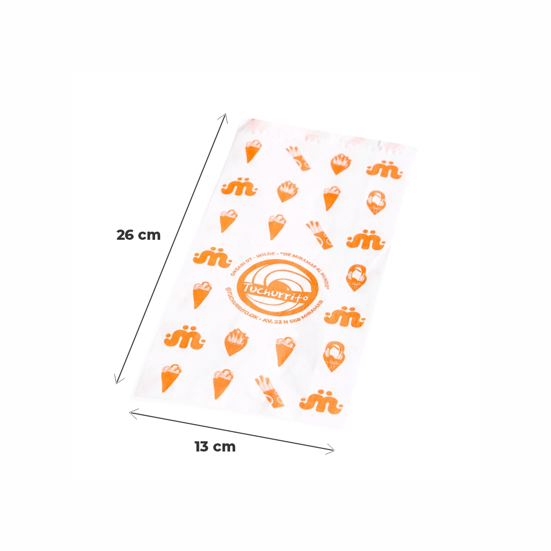 mEP BOLSA PAPEL FACTURAS EXTRA BLANCA PERSONALIZADA Nº4 (13*26CM) X UNIDAD