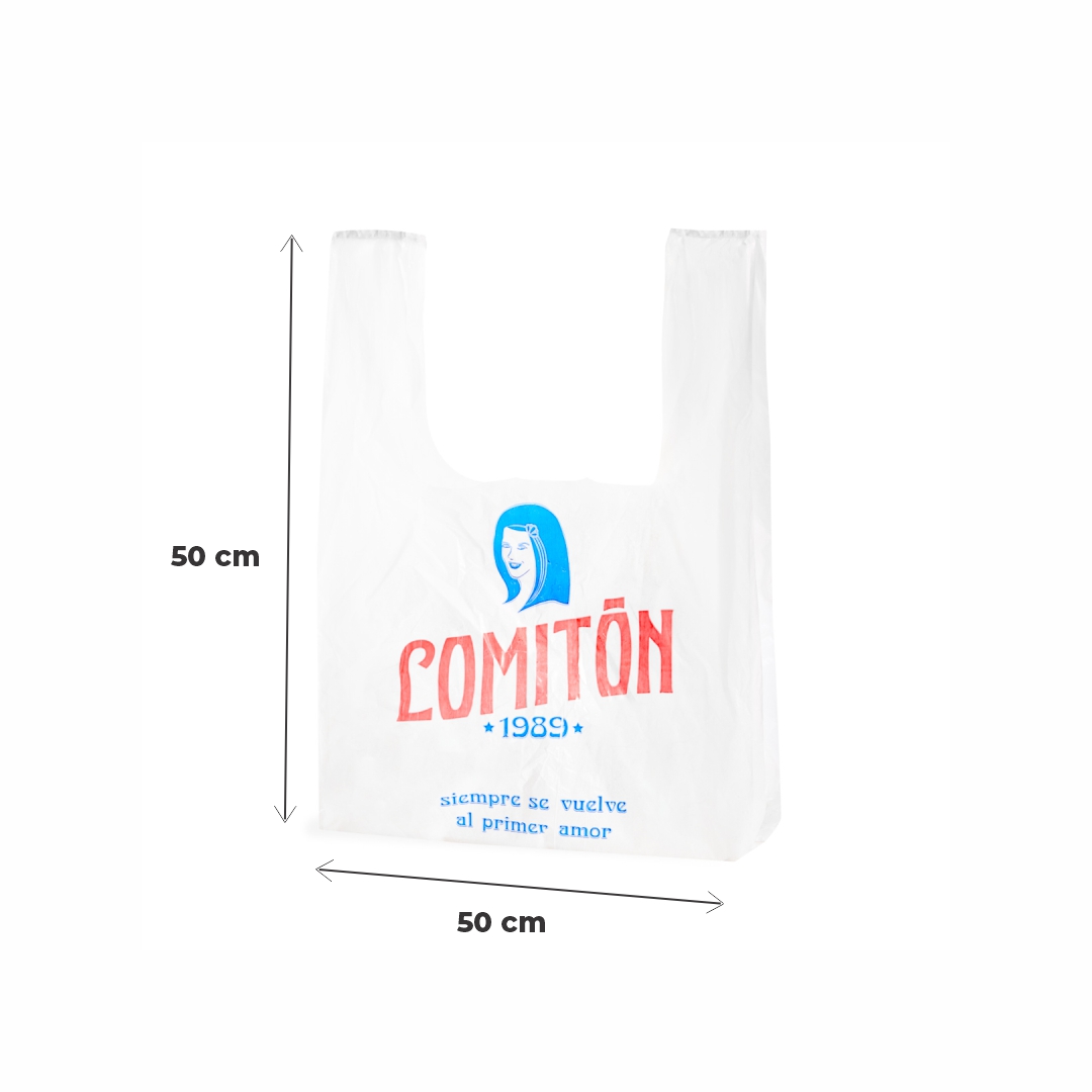 mEP BOLSA CAMISETA A/D PERSONALIZADA 1 O 2 COLORES 15MIC  (50*50CM) X UNIDAD