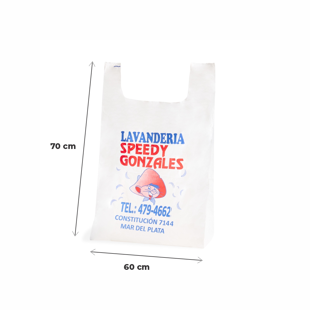 mEP BOLSA CAMISETA A/D PERSONALIZADA 1 O 2 COLORES 17MIC  (60*70CM) X UNIDAD