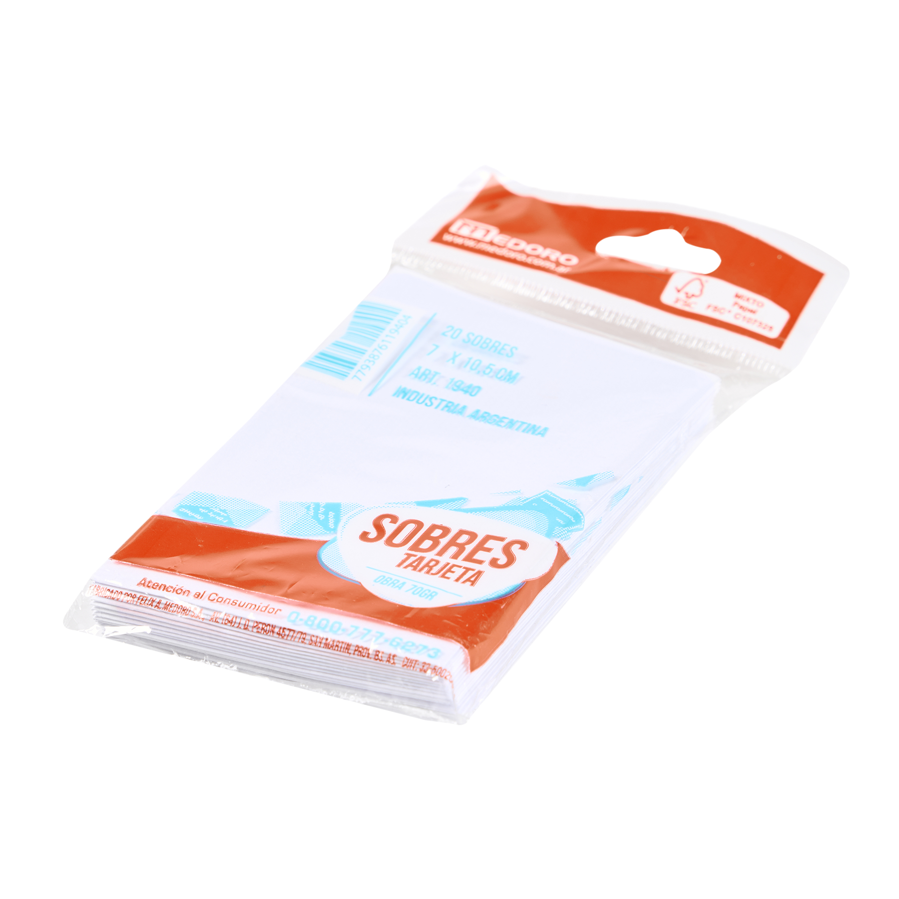 SOBRE OBRA 07*10.5CM (20 UNID) TARJETA MEDORO (1940) *BLISTER