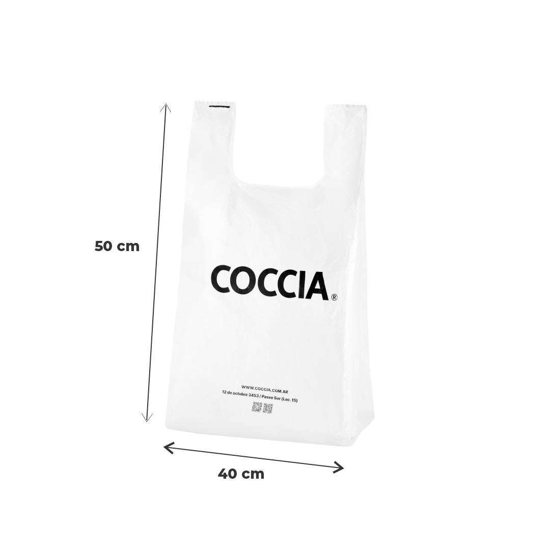 mEP BOLSA CAMISETA A/D PERSONALIZADA 1 O 2 COLORES 15MIC  (50*60CM) X UNIDAD