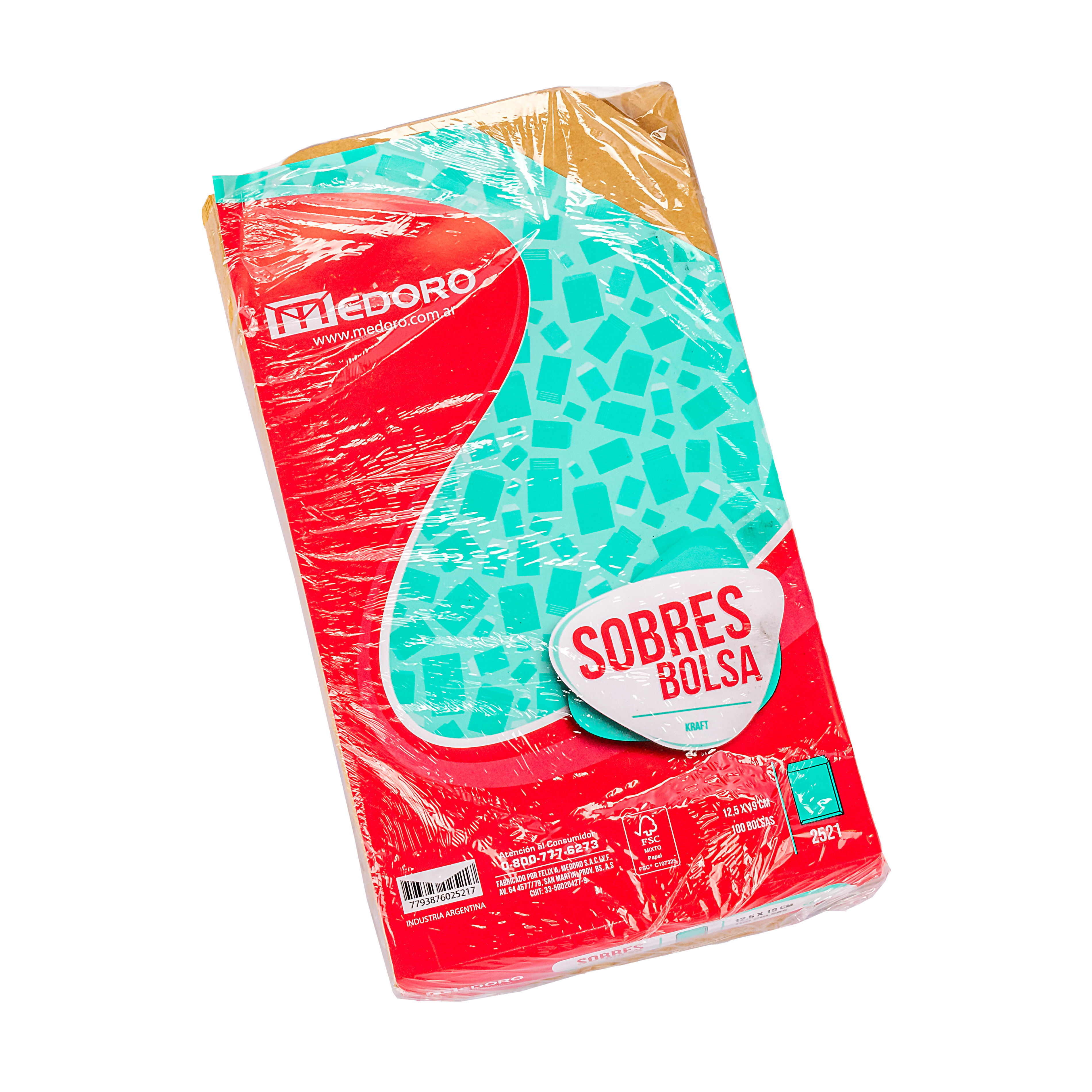 SOBRE MANILA.12.5*19CM.(100 UNID) BOLSA MEDORO (2521) *PAQUETE