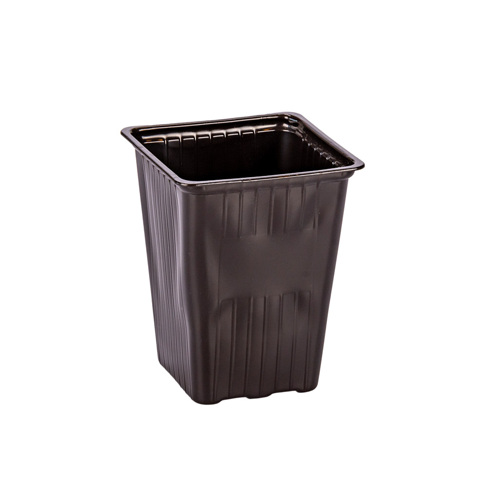 MACETA CARLUCCIO CUADRADA NEGRA PP UV 7.3*9CM (300CC) *UNID