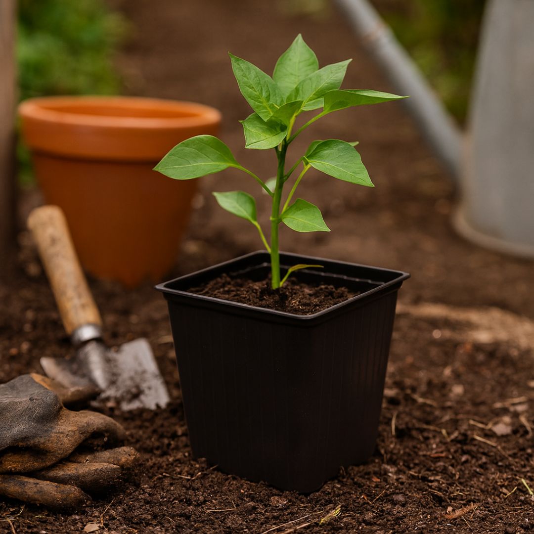 MACETA CARLUCCIO CUADRADA NEGRA PP UV 9.7*9.7CM (600CC) *UNID