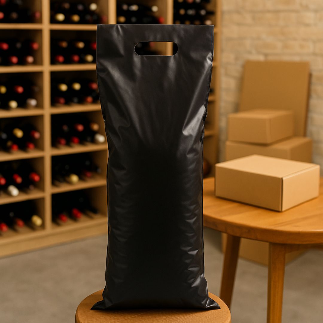 BOLSAS RIÑON LISAS.TERLIZZI 20*45CM (VINO) NEGRA REFORZADA (60 MIC) (8Z-11) *50UNID