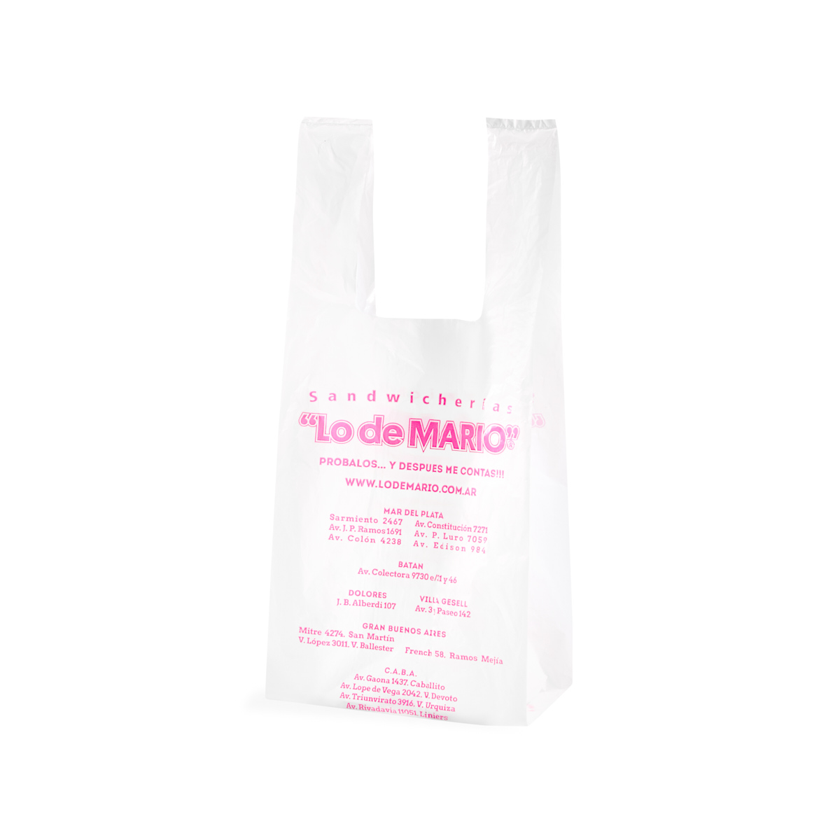 mEP BOLSA CAMISETA A/D PERSONALIZADA 1 O 2 COLORES 13MIC  (30*40CM) X UNIDAD