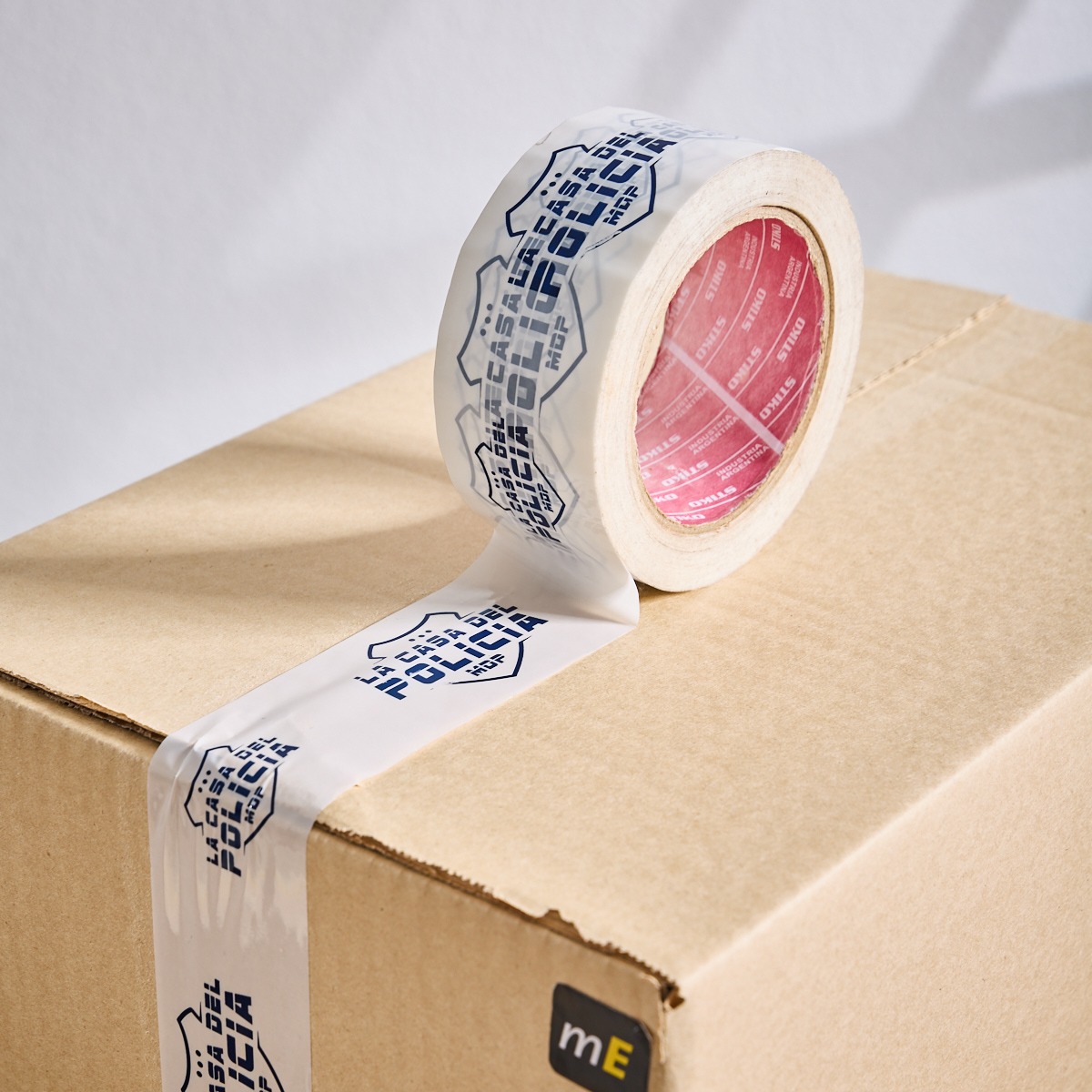 mEP CINTA.PP PERSONALIZADA.48MM*100MTS (FONDO.BLANCO + 2 COLORES) *ROLLO
