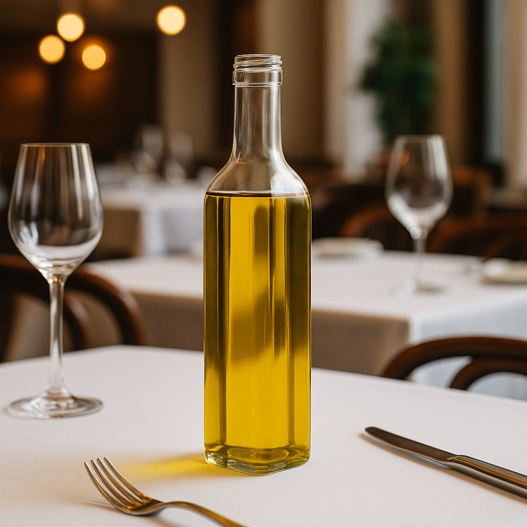 BOTELLA VIDRIO CRISTAL ACEITE 500CC CUADRADA ALTA (SIN TAPA) PACK *20UNID