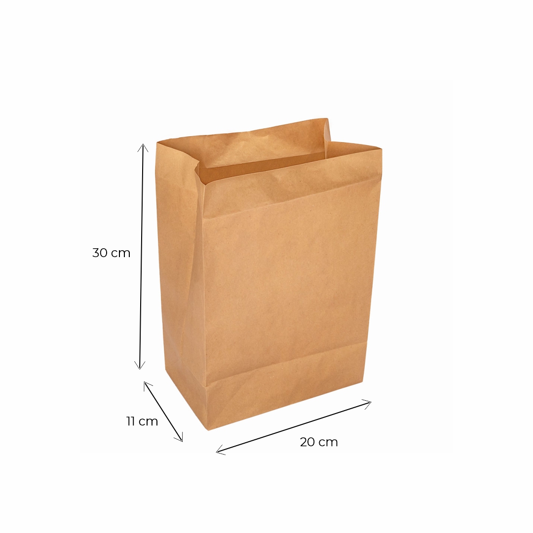BOLSAS DELIVERY PAPEL KRAFT FONDO CUADRADO Nº5 (20*11*30CM) (80GRS) *50UNID