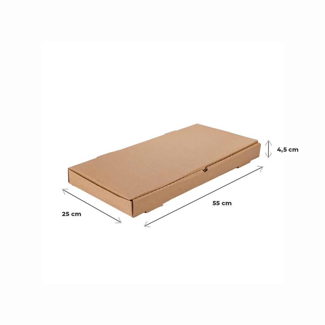 CAJA PIZZA MICRO MARRON/MARRON.PARRILLA X METRO (25*55*4.5CM) *100UNID