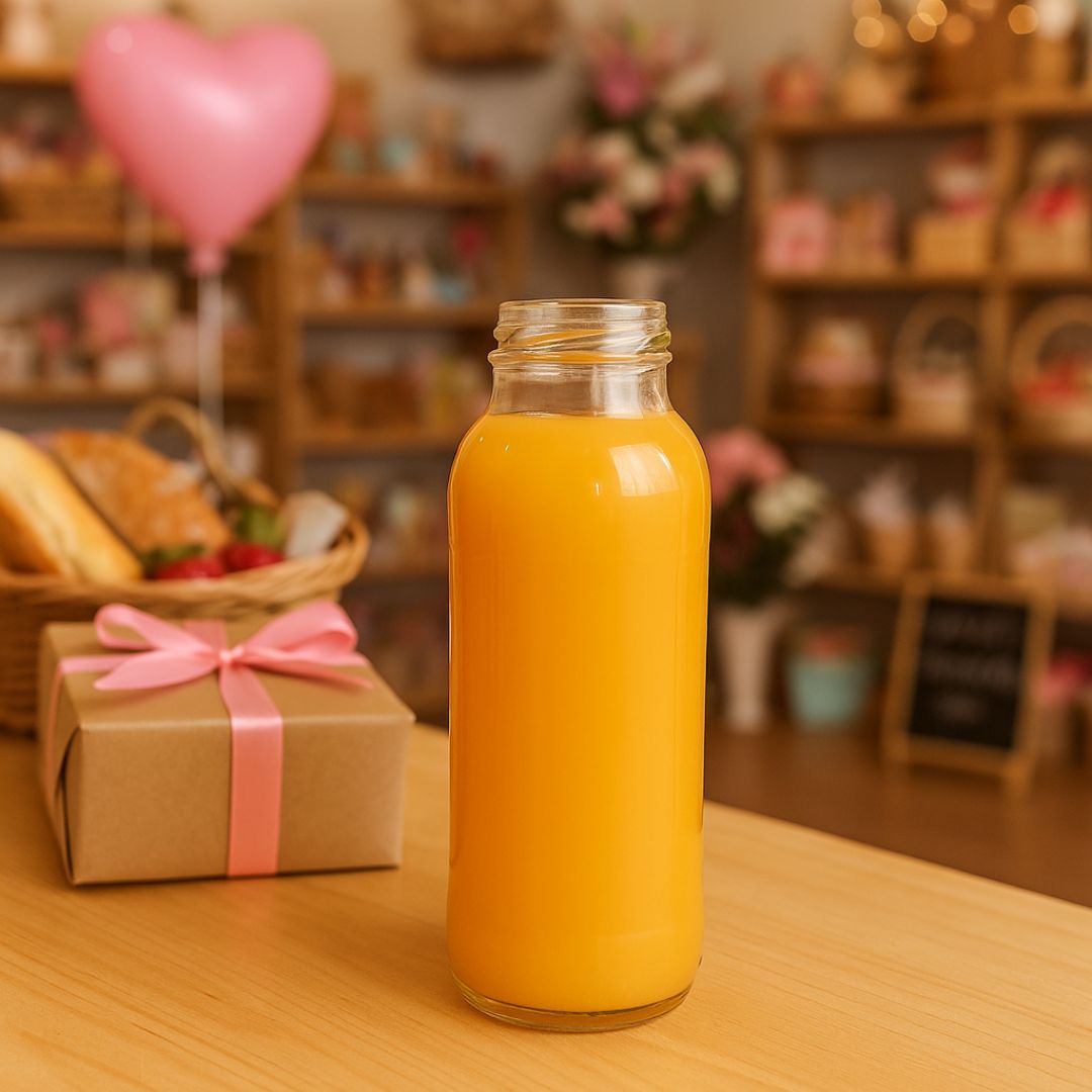 BOTELLA VIDRIO CRISTAL JUGO 250CC BOCA AXIAL (SIN TAPA) PACK *20UNID