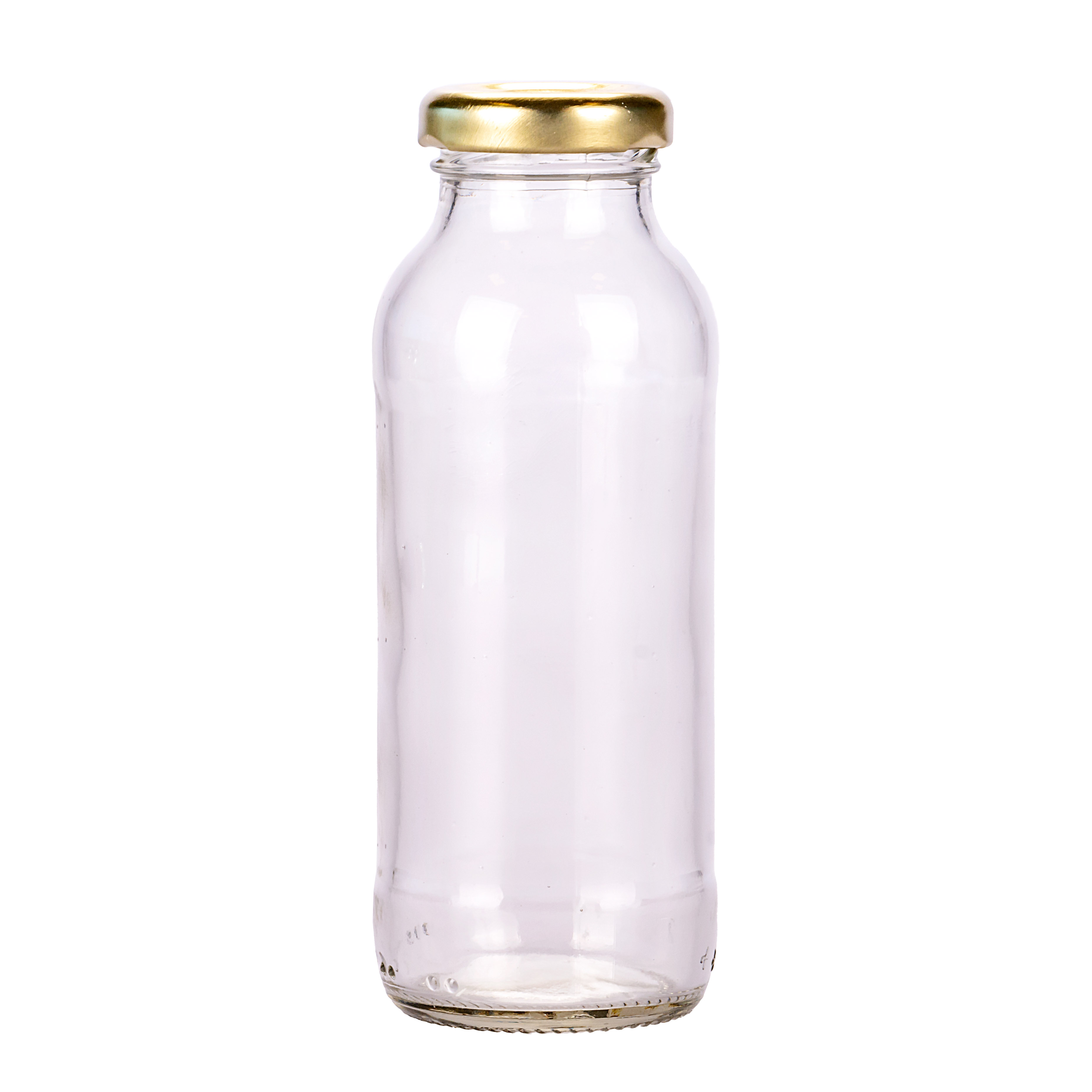 BOTELLA VIDRIO CRISTAL JUGO 250CC BOCA AXIAL (SIN TAPA) PACK *20UNID