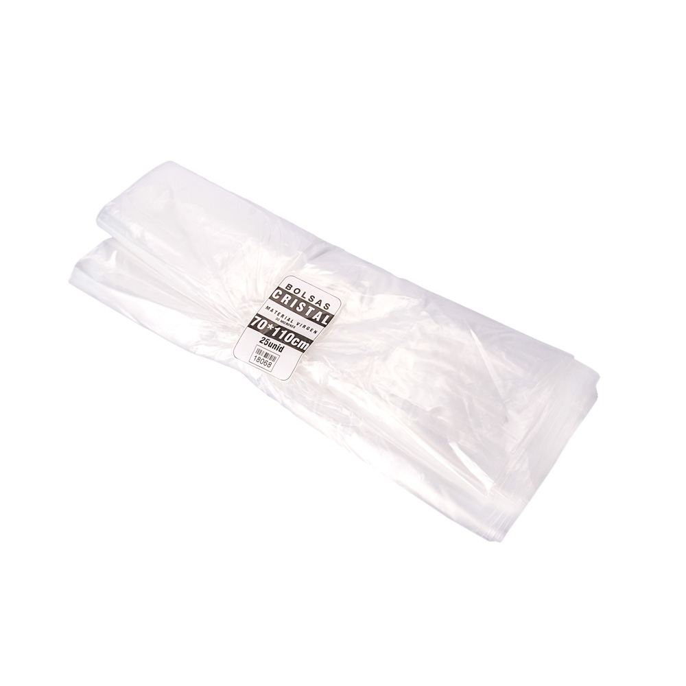 BOLSAS PLASTICAS FERNANDEZ PE CRISTAL (B/D - 35MIC - C/FUELLE) .70X110CM *25UNID