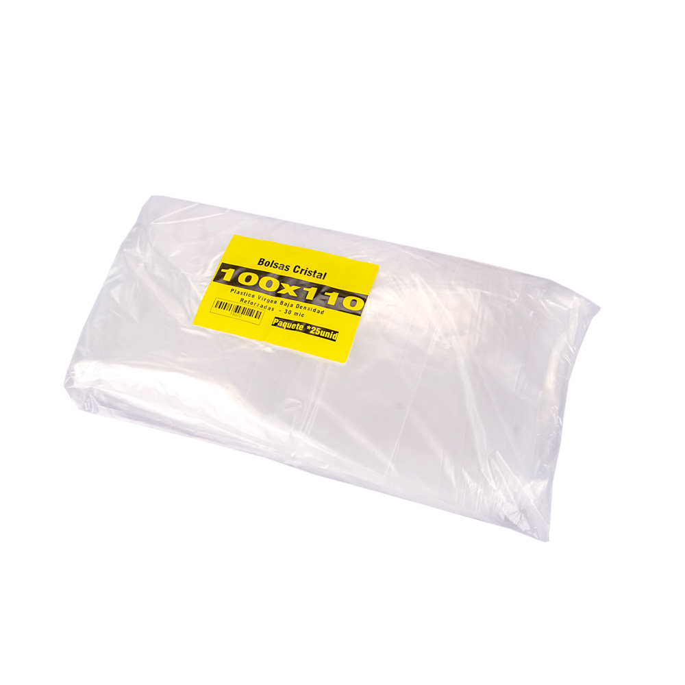 BOLSAS PLASTICAS FERNANDEZ PE CRISTAL (B/D - 40MIC - C/FUELLE) 100X110CM *25UNID