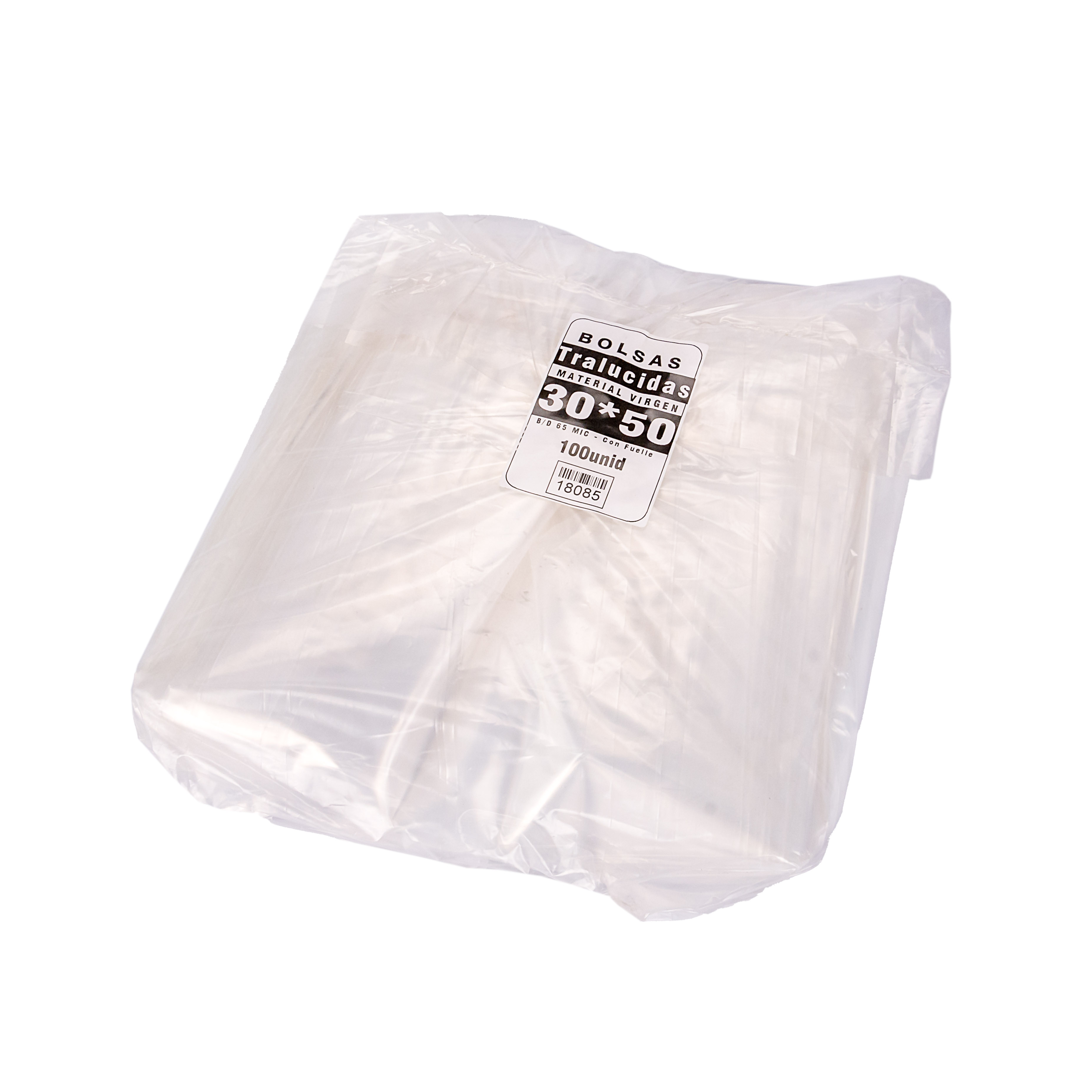 BOLSAS PLASTICAS FERNANDEZ TRASLUCIDAS (65MIC - B/D - C/FUELLE) .30X50CM *100UNID