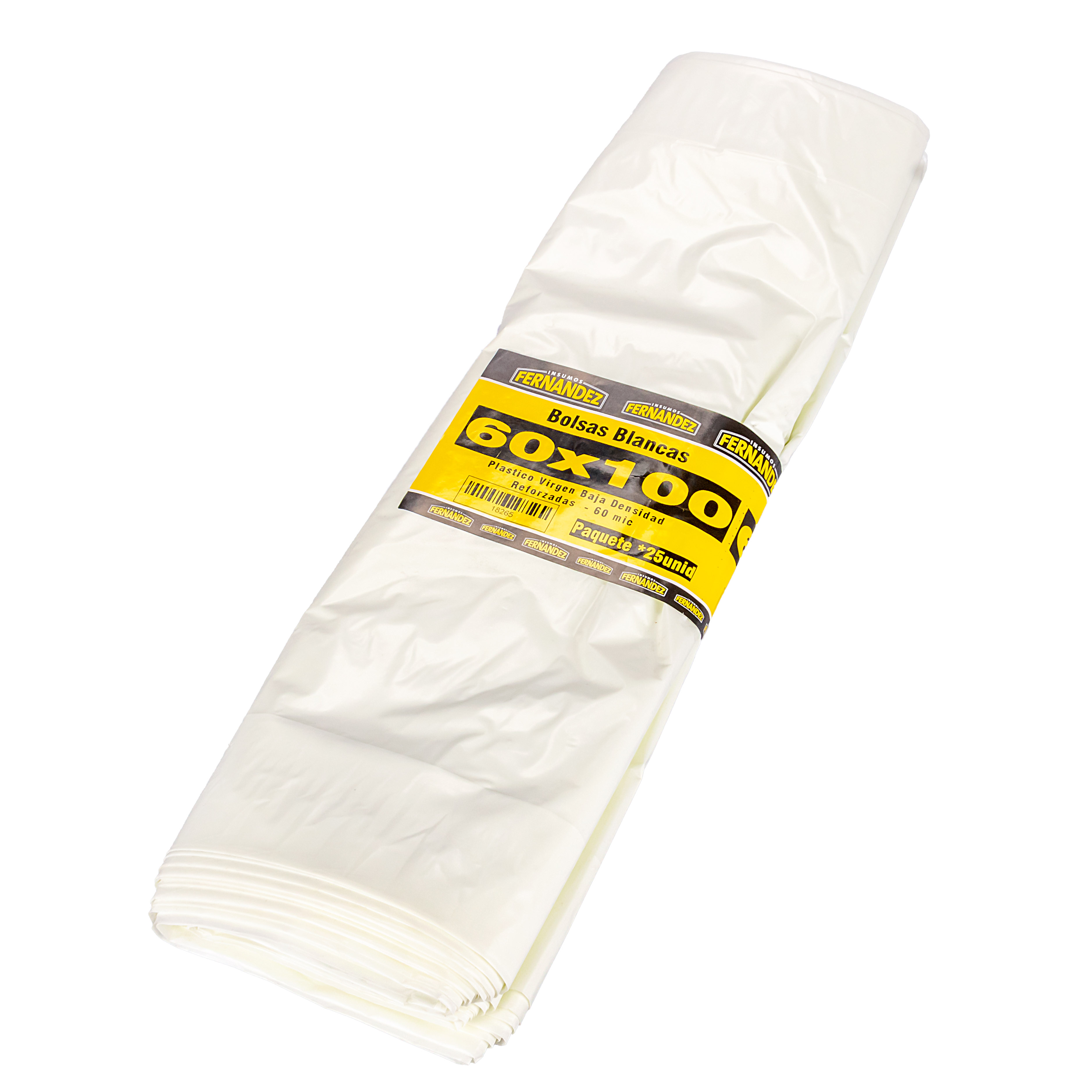 BOLSAS PLASTICAS BLANCAS (PAQ*25U) 60*100 (40MIC) REFORZADA FERNANDEZ *UNID