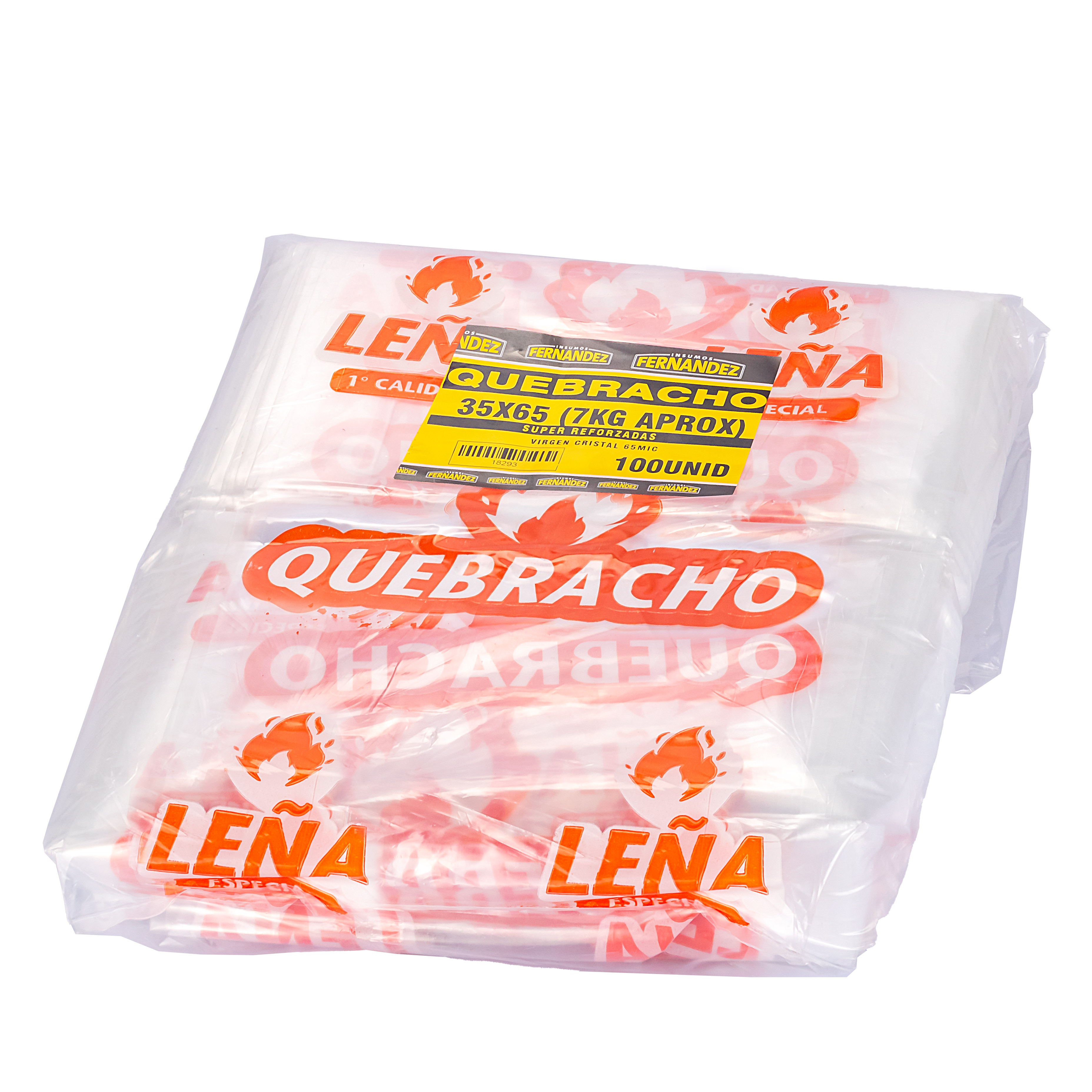 BOLSAS LEÑA FERNANDEZ (PE CRISTAL - 70MIC - 35X65) QUEBRACHO 7KG *100UNID