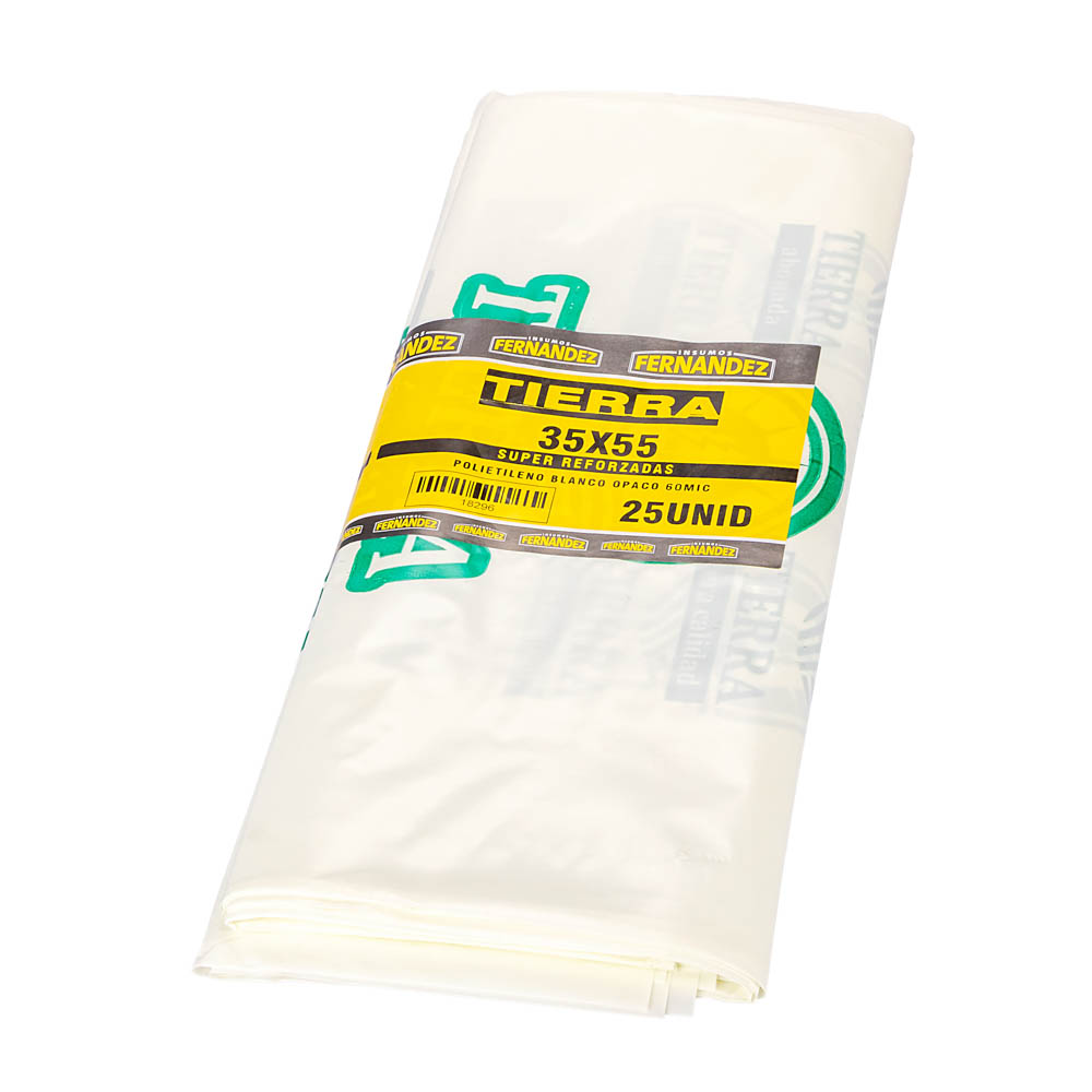 BOLSAS TIERRA FERNANDEZ (PE BLANCO - 60MIC) 35X55CM *25UNID