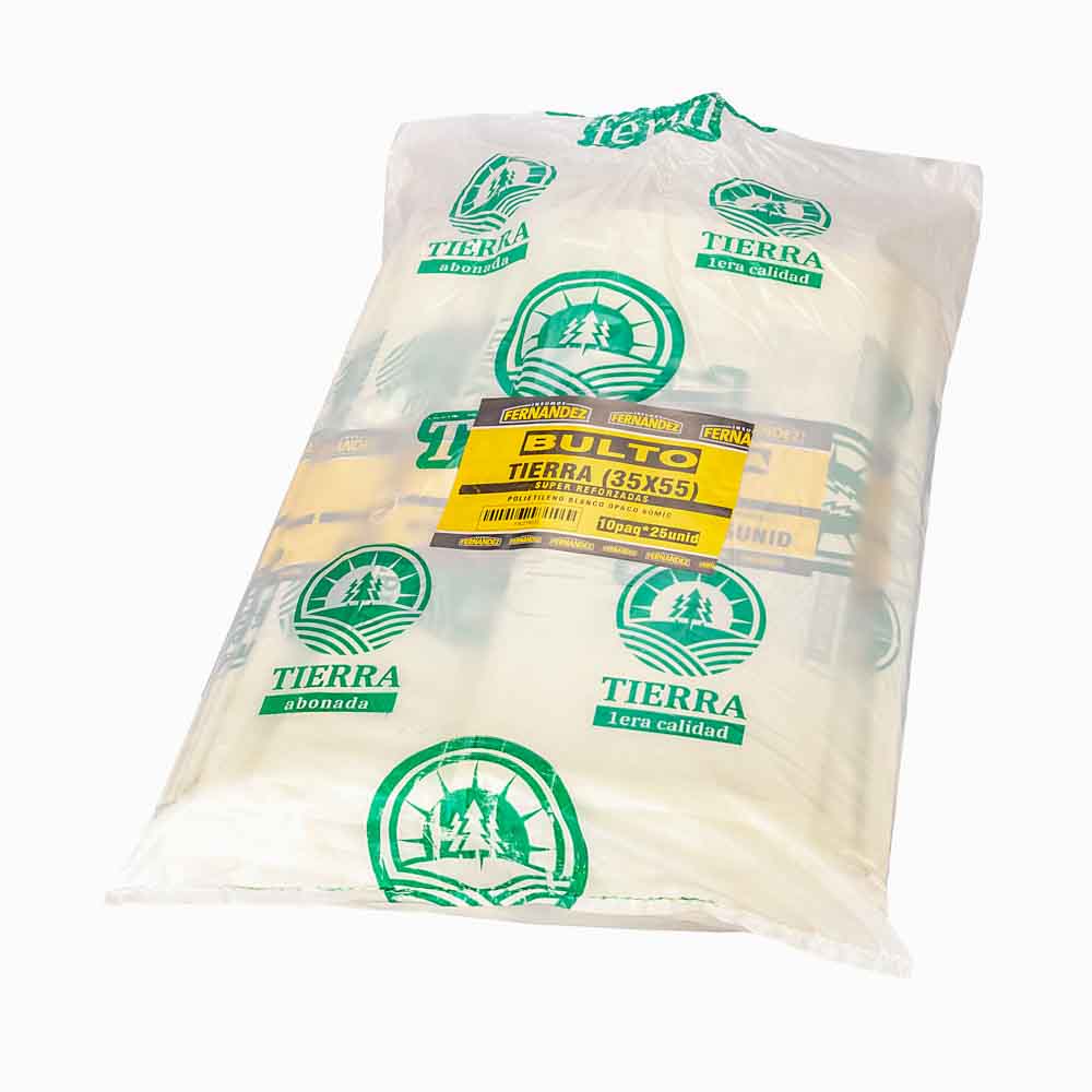 BOLSAS TIERRA FERNANDEZ (PE BLANCO - 60MIC) 35X55CM *25UNID