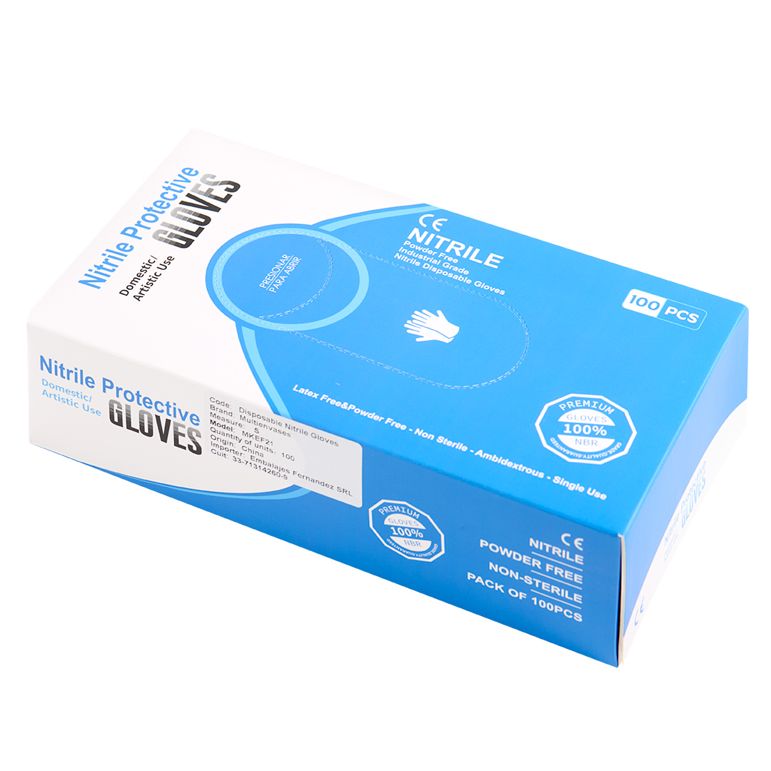 GUANTES NITRILO NEGRO DESCARTABLES CHICO (S) *100UNID