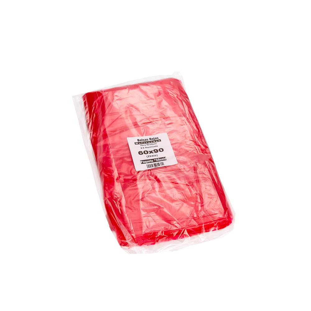 BOLSAS RESIDUO ROJA CANDE (PAQ*50U) 60*90 REFORZADAS (35MIC) *UNID