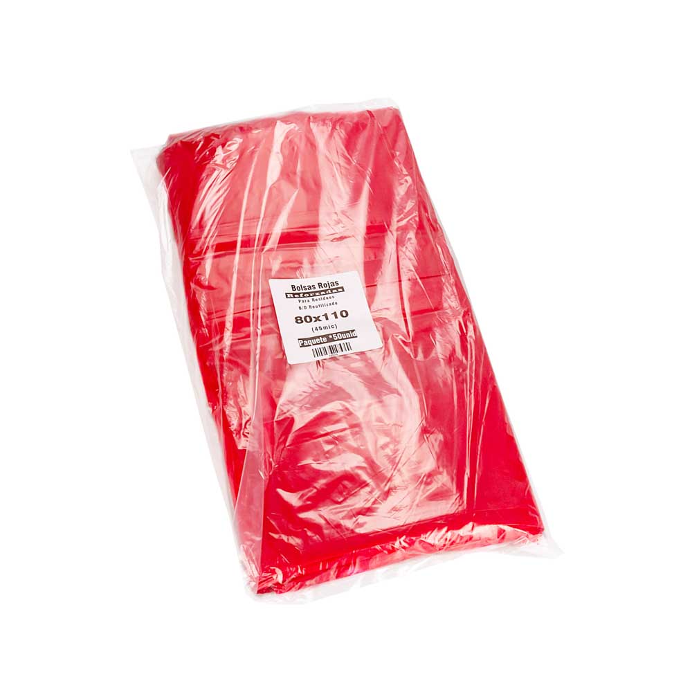 BOLSAS RESIDUO ROJA CANDE (PAQ*50U) 80*110 REFORZADAS (35MIC) *UNID