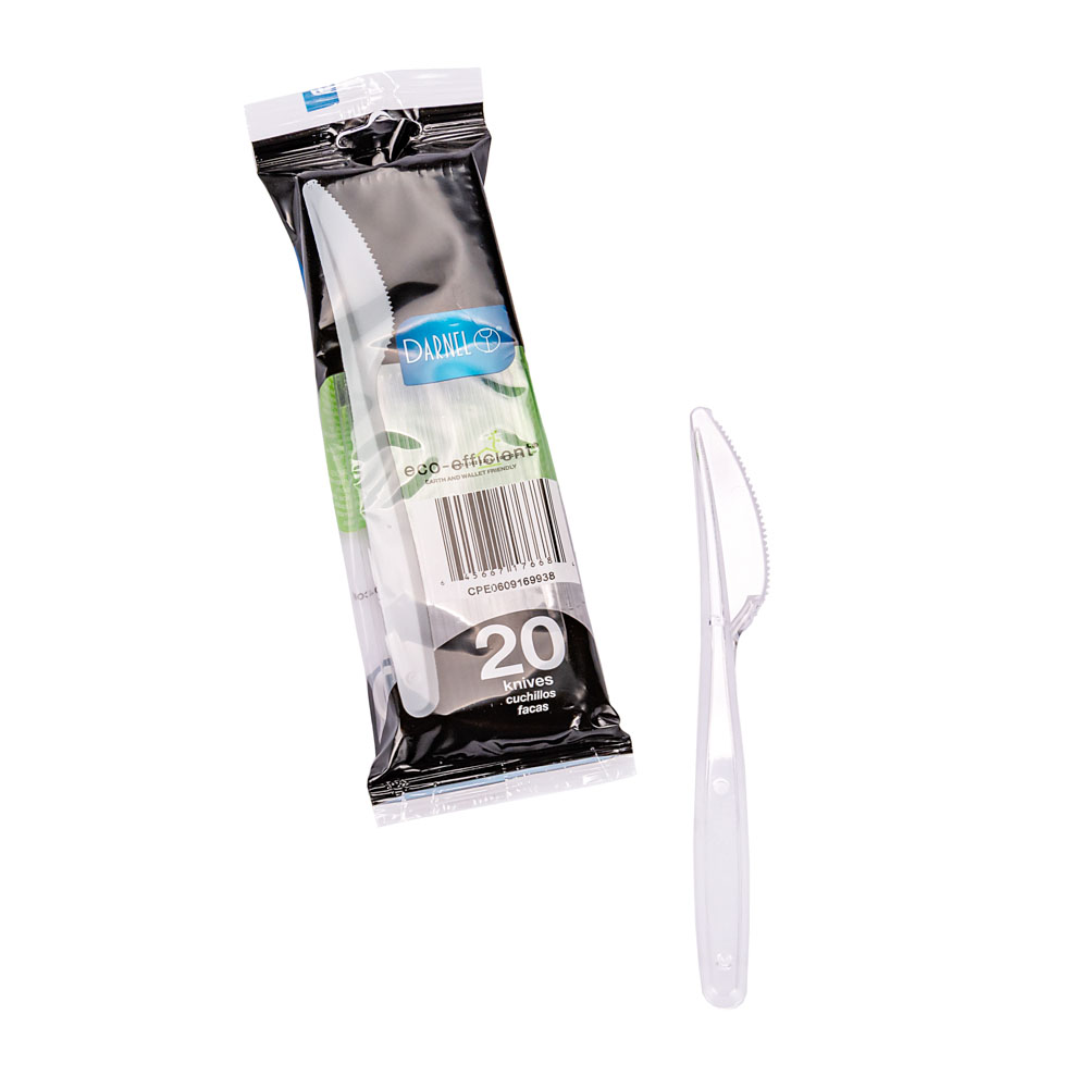 CUCHILLO PLASTICO CRISTAL REFORZADA BISTROT (DARNEL) BLISTER *20UNID.