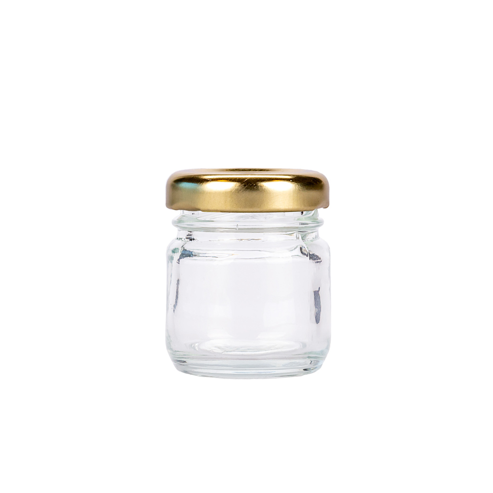 FRASCO VIDRIO CRISTAL 40CC MINI DULCE REDONDO (TAPA 38MM) SIN TAPA PACK *56UNID