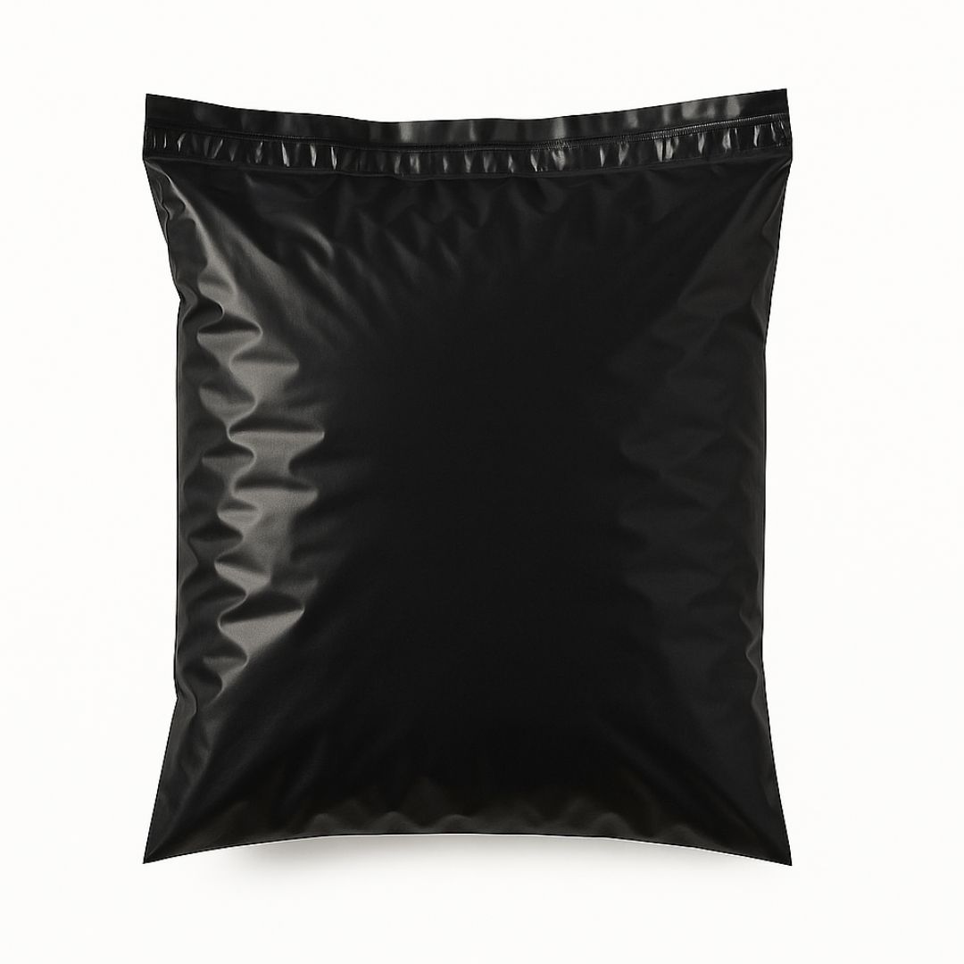 BOLSAS E-COMMERCE ECO 45*55CM NEGRA (60MIC + FAJA SEGURIDAD) *50UNID