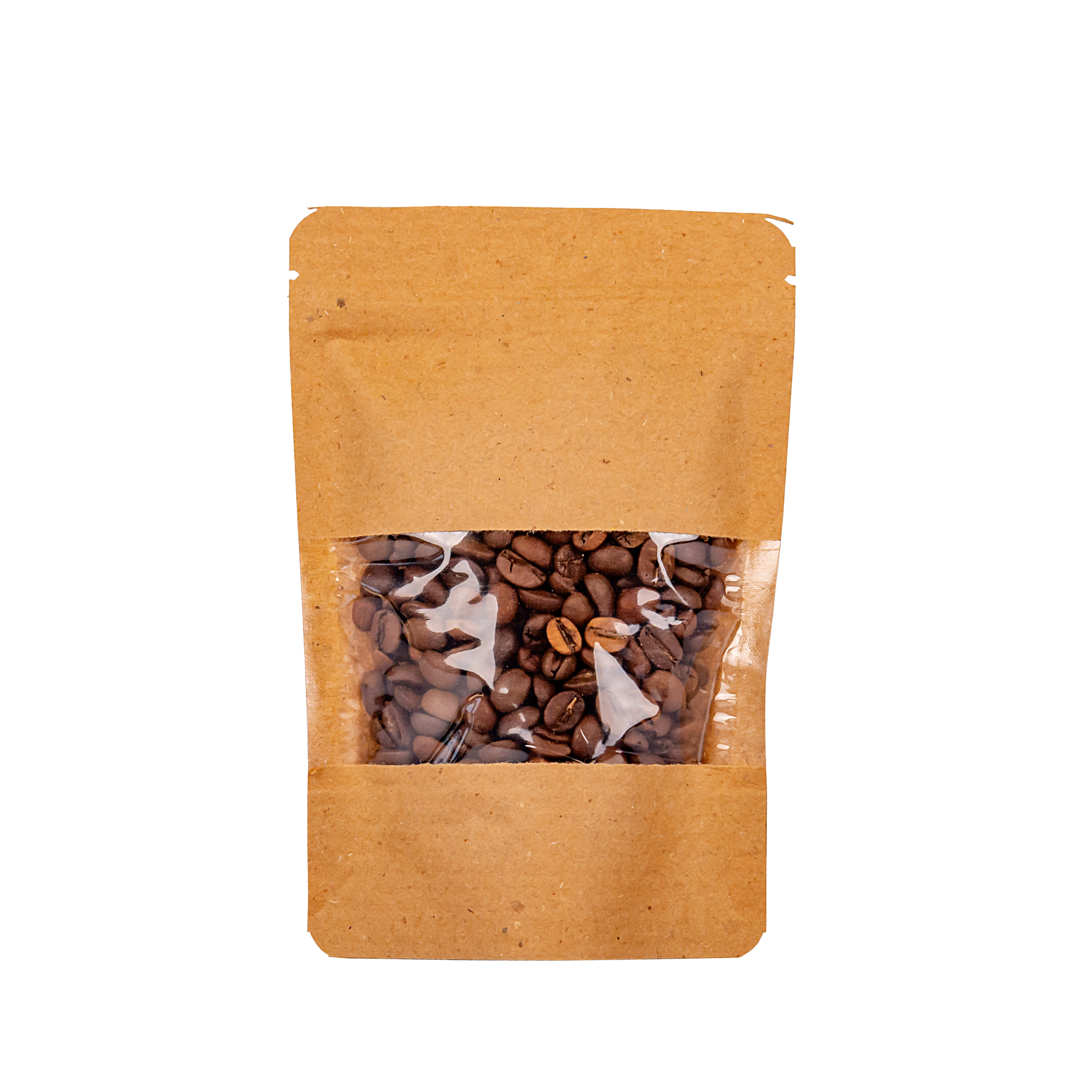 BOLSAS DOYPACK PAPEL KRAFT 250ML C/VENTANA Y ZIPPER 11*15CM (50GRS) *50UNID