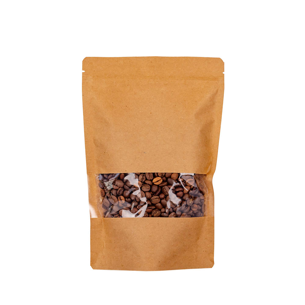 BOLSAS DOYPACK PAPEL KRAFT 750ML C/VENTANA Y ZIPPER 16*24CM (50GRS) *50UNID