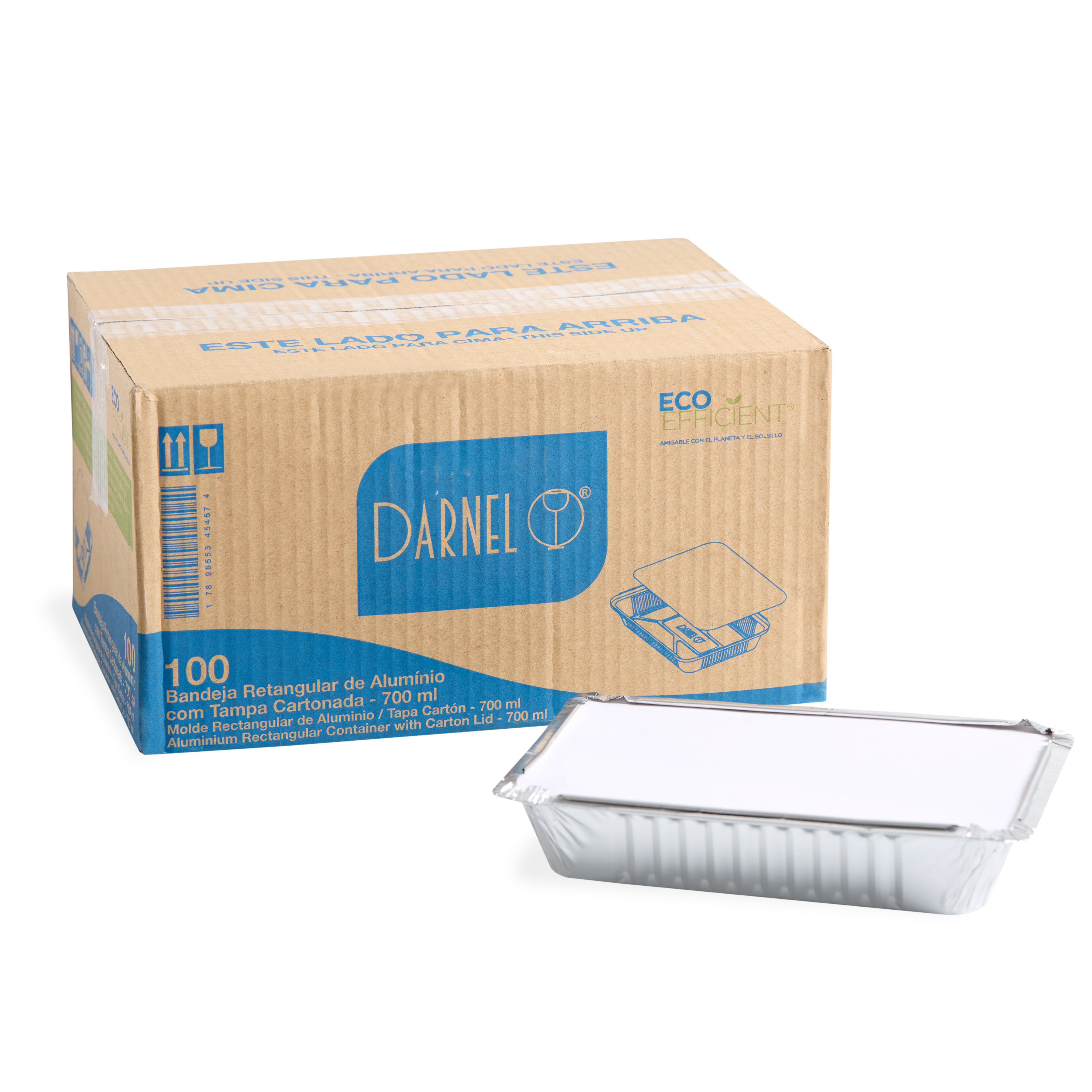 BANDEJA ALUMINIO DARNEL CON TAPA ALUMINIO F-75 (24OZ-700ML) CAJA*100UNID.