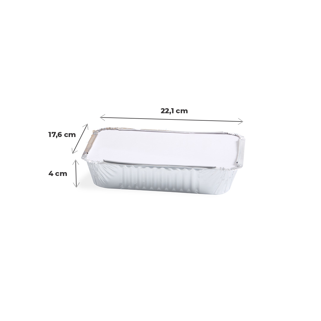 BANDEJA ALUMINIO DARNEL CON TAPA ALUMINIO.F-1150 (40OZ-1150ML) CAJA*100UNID.
