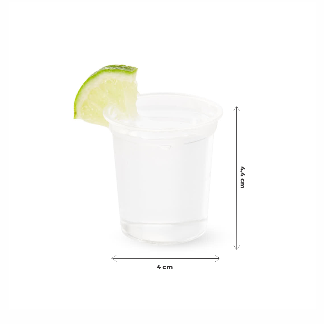 VASO PLASTICO TEQUILA CRISTAL 25CC PLASTIVAS (4CM DIAM.*4.4CM ALTO) *50UNID