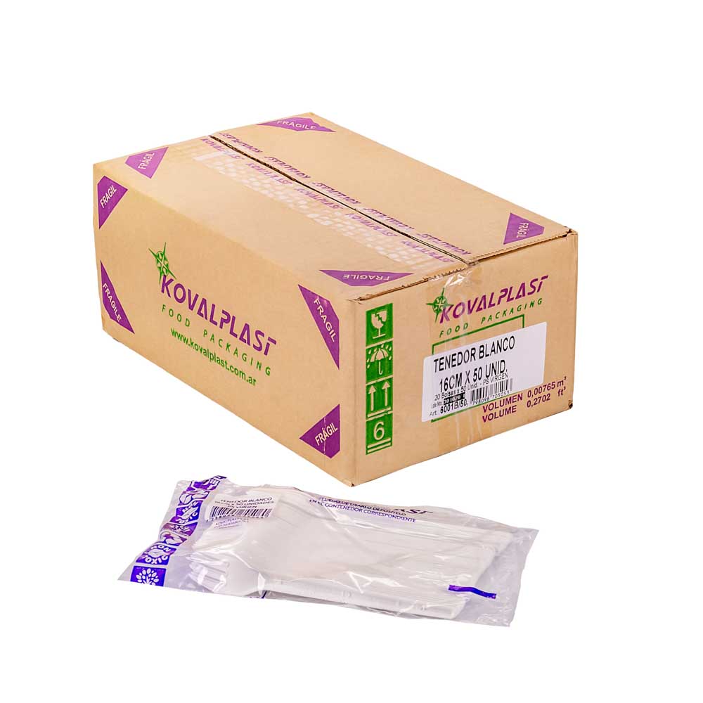 TENEDOR PLASTICO BLANCO (KOVALPLAST) CAJA *1000UNID