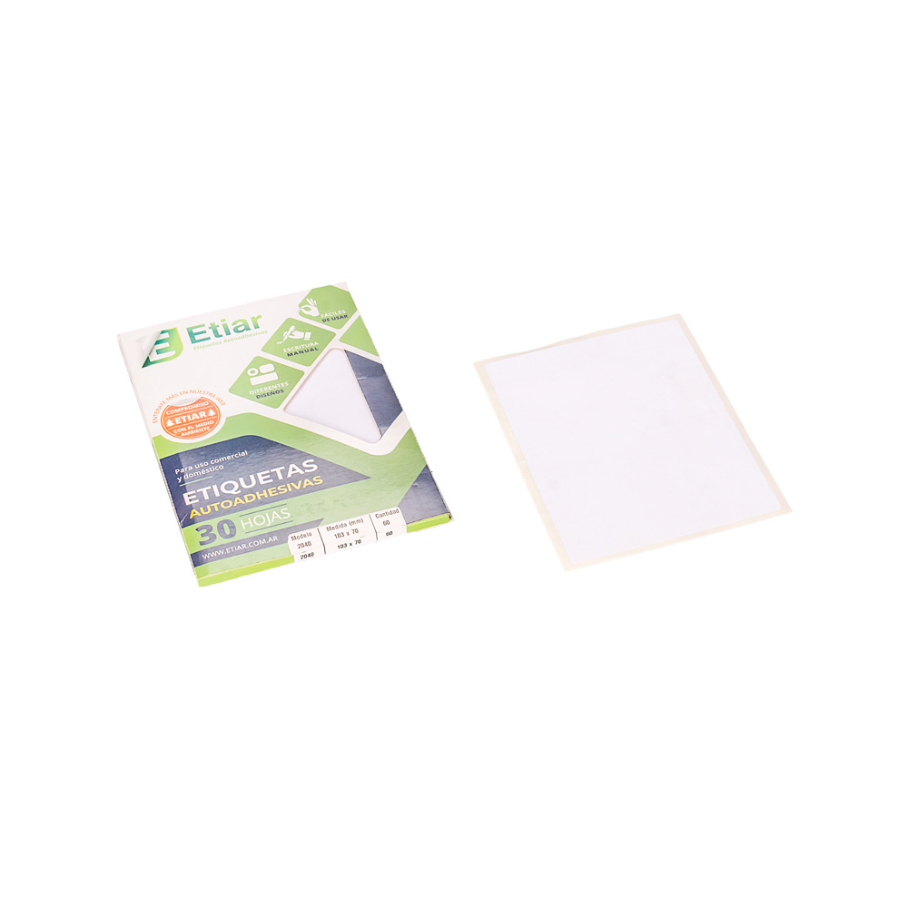 ETIQUETAS EN PLANCHA MINI MODELO Nº40 (103*70MM) *50UNID