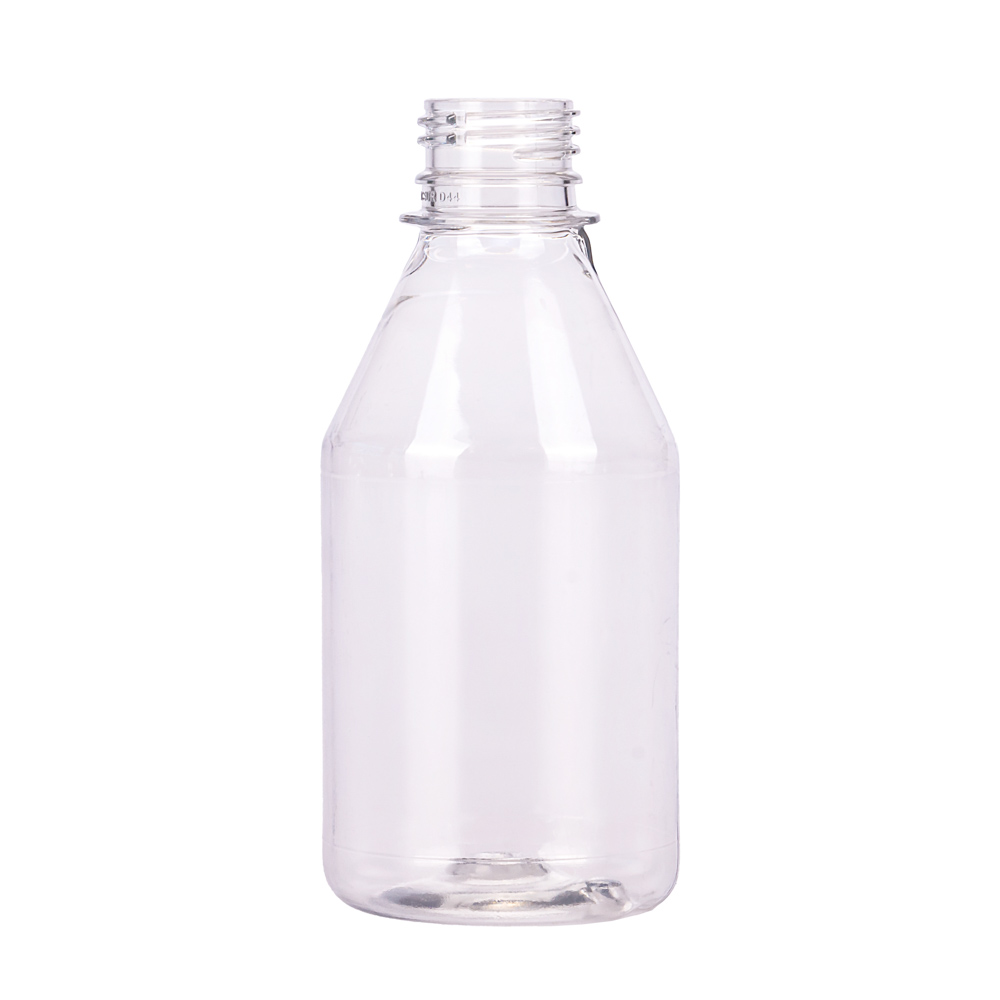 BOTELLA PLASTICO CRISTAL LABORATORIO 250CC (28GRS) (SIN TAPA) *100UNID