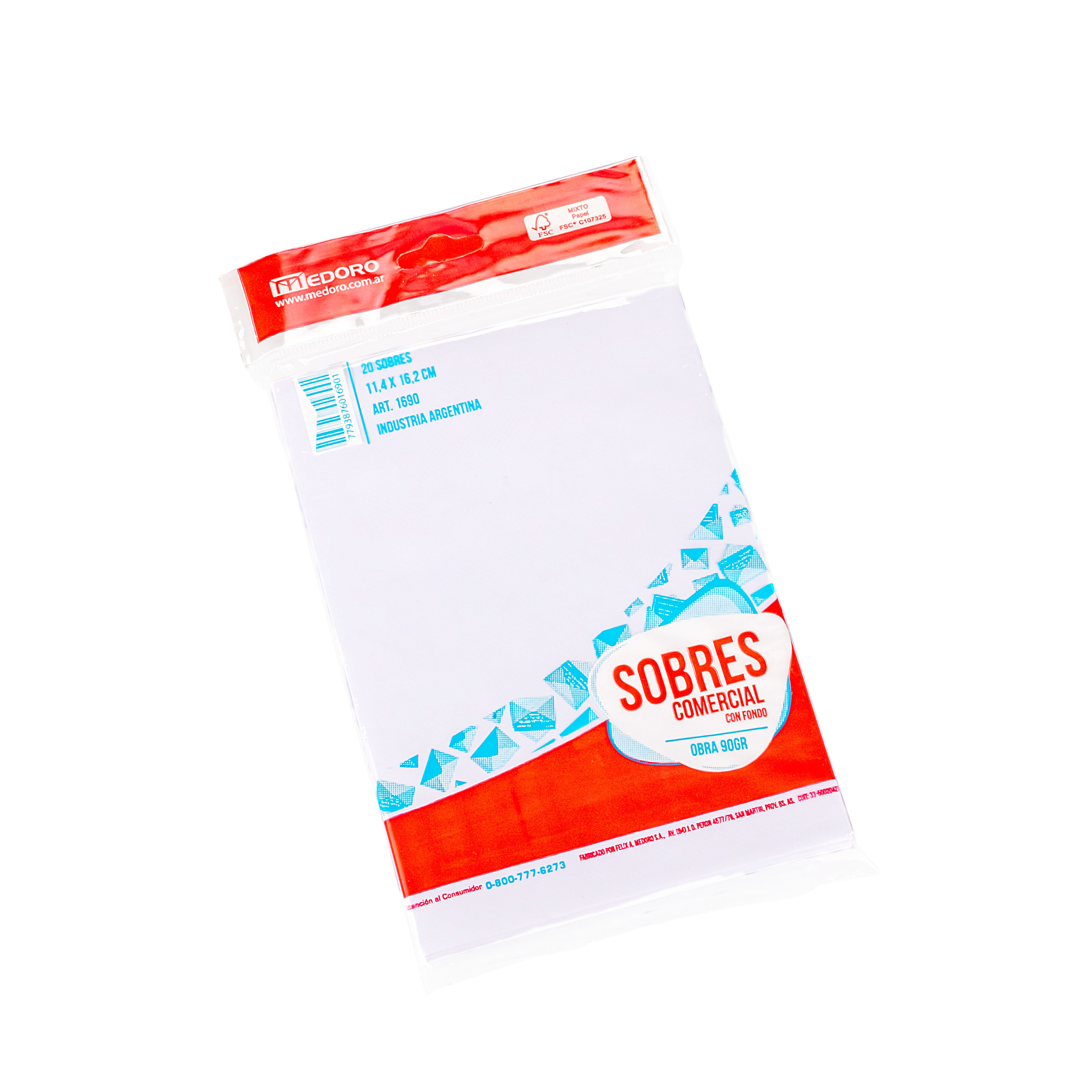 SOBRE OBRA 11.4*16.2CM (20 UNID) COMERCIAL MEDORO 90GRS (1690) *BLISTER