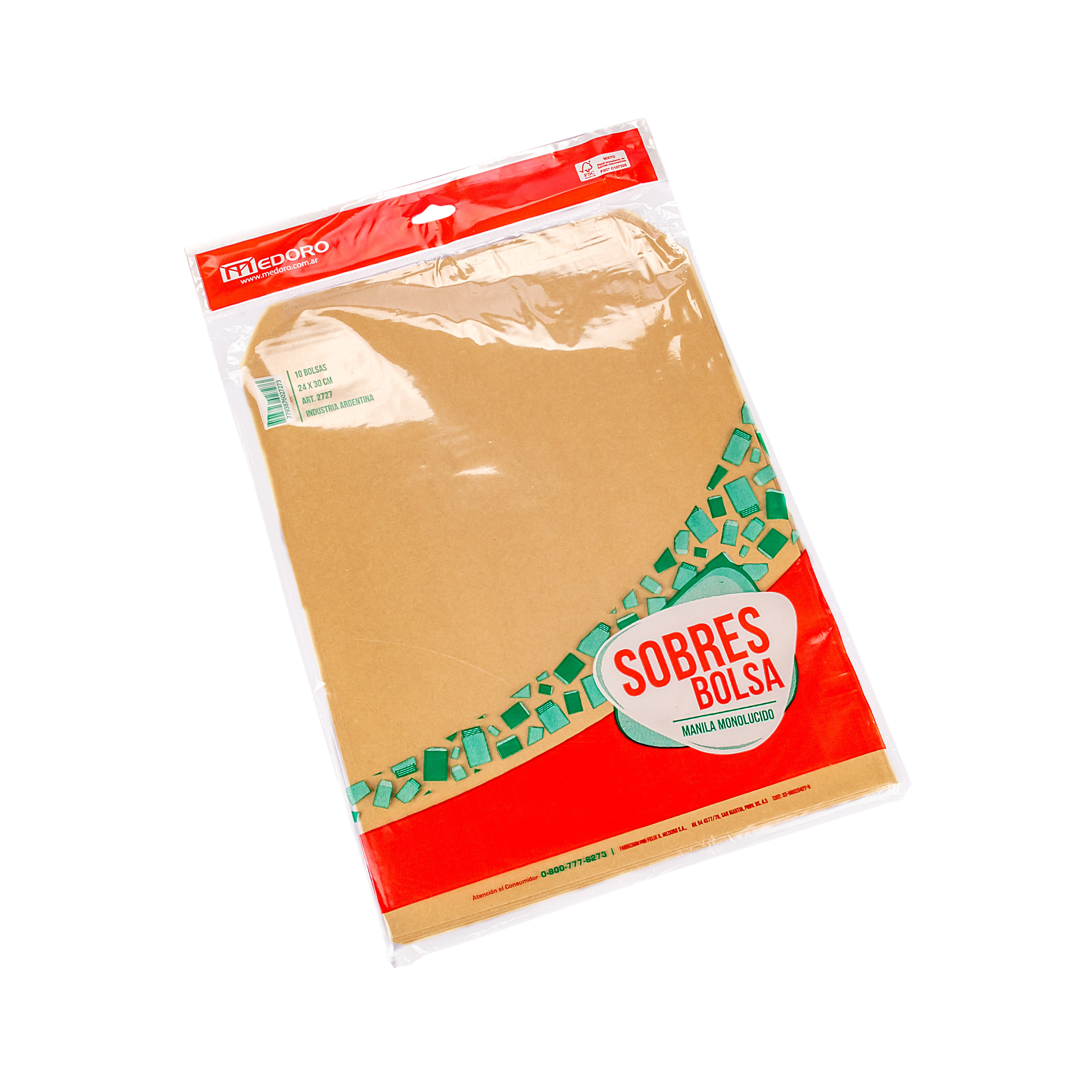 SOBRE MANILA 24*30CM (10 UNID) BOLSA MEDORO (2727) *BLISTER