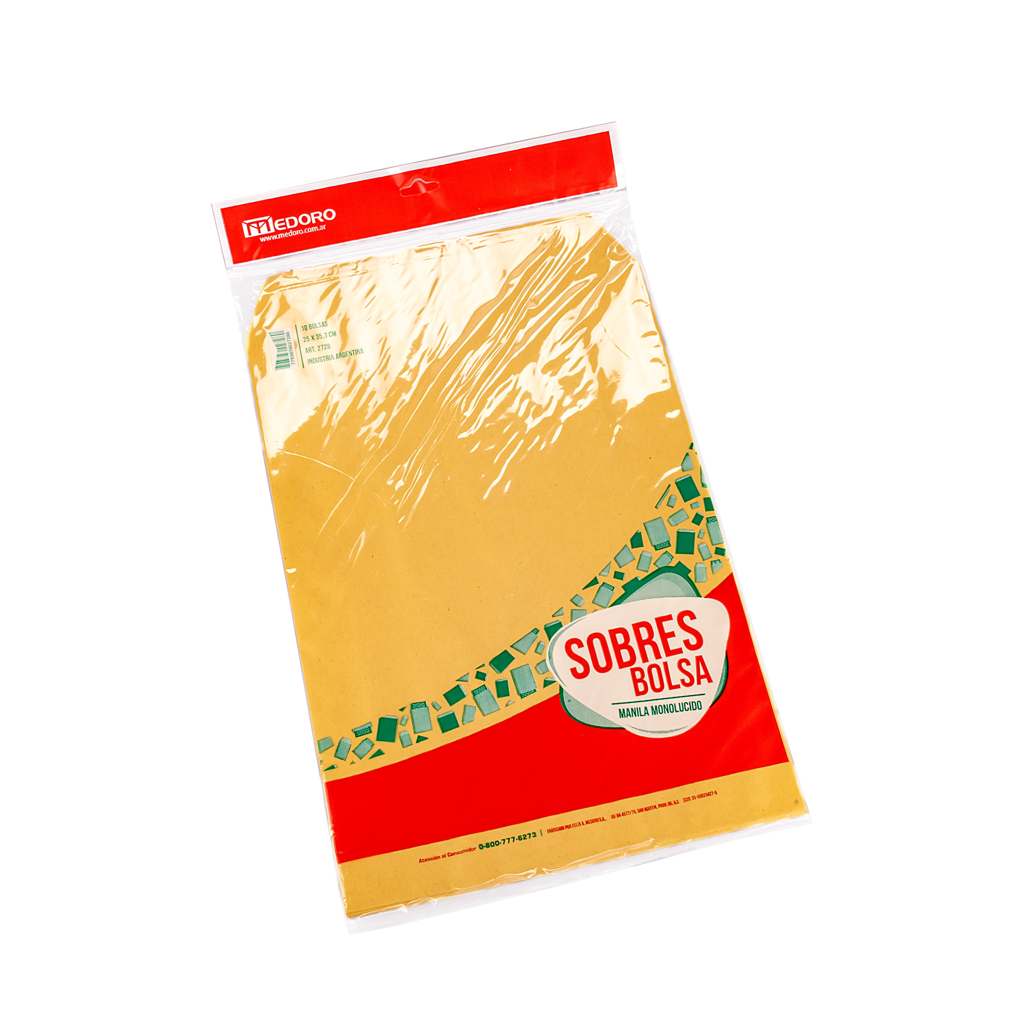 SOBRE MANILA 25*35.3CM (10 UNID) BOLSA MEDORO (2728) *BLISTER