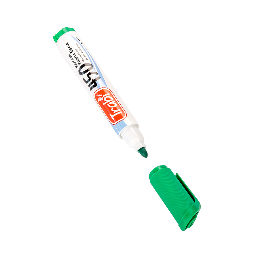 MARCADOR PIZARRA BLANCA TRABI 450 VERDE PUNTA REDONDA *UNID