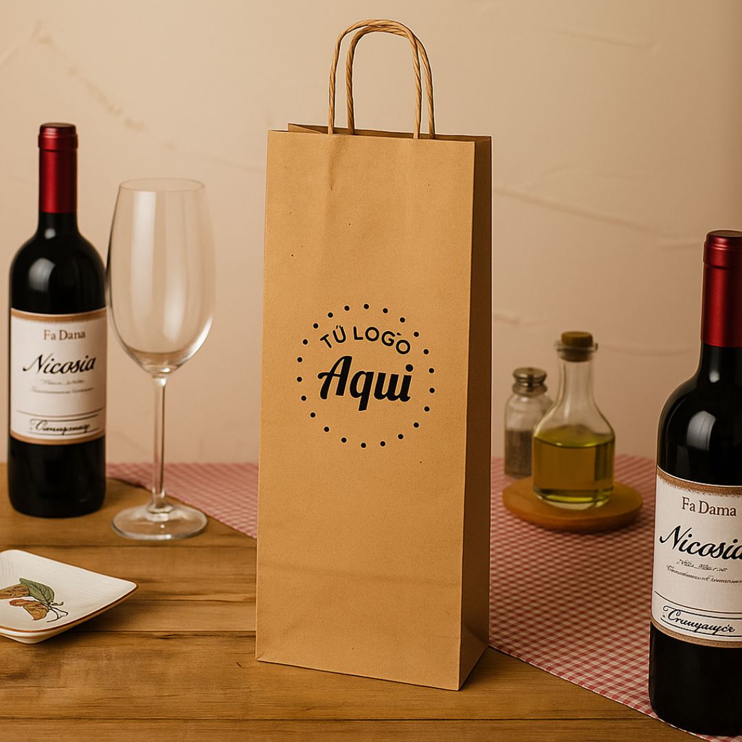 mEP BOLSA BOUTIQUE PAPEL KRAFT PERSONALIZADA 16.5*9.5*40CM X UNIDAD
