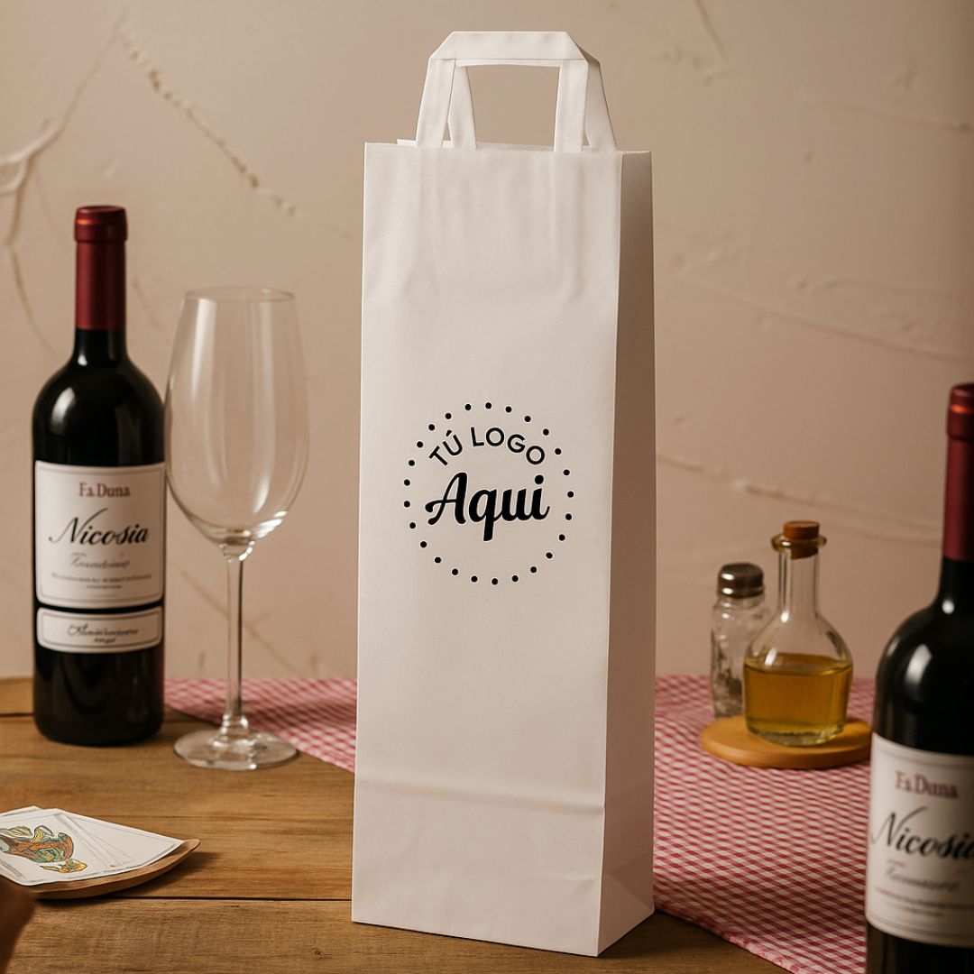 mEP BOLSA BOUTIQUE PAPEL BLANCA PERSONALIZADA 14*08*40CM X UNIDAD