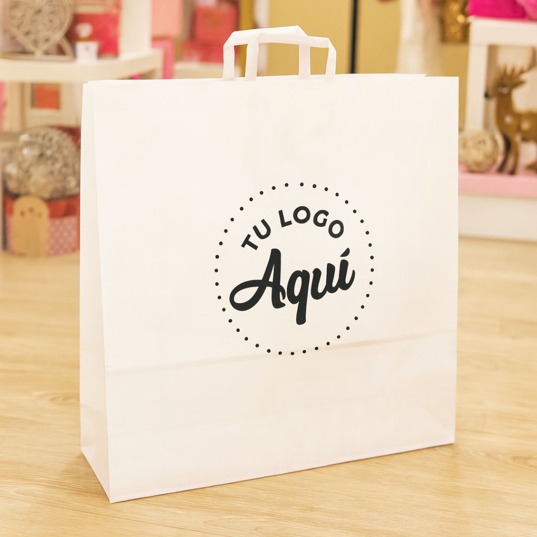 mEP BOLSA BOUTIQUE PAPEL BLANCA PERSONALIZADA 44*15*45CM X UNIDAD