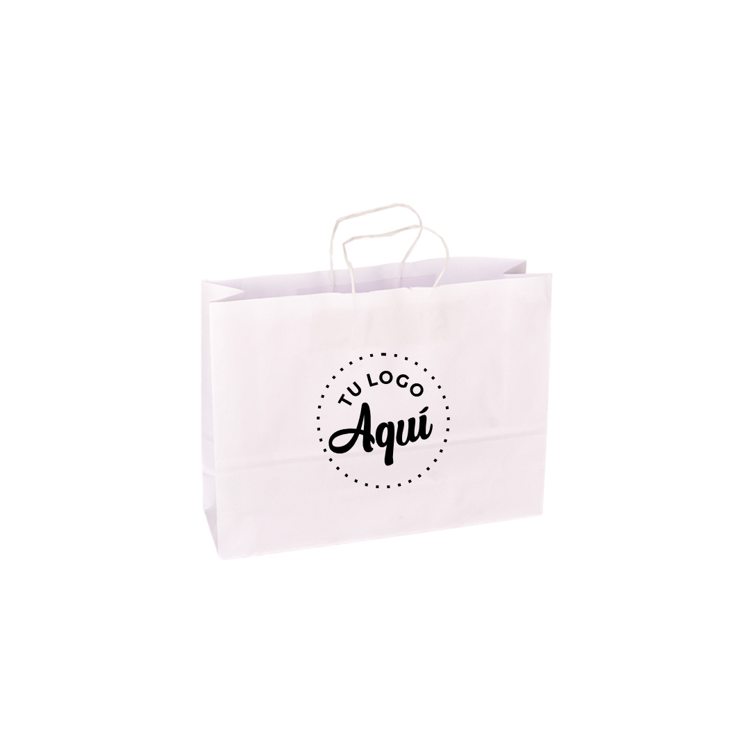 mEP BOLSA BOUTIQUE PAPEL BLANCA PERSONALIZADA 43*12*32CM X UNIDAD