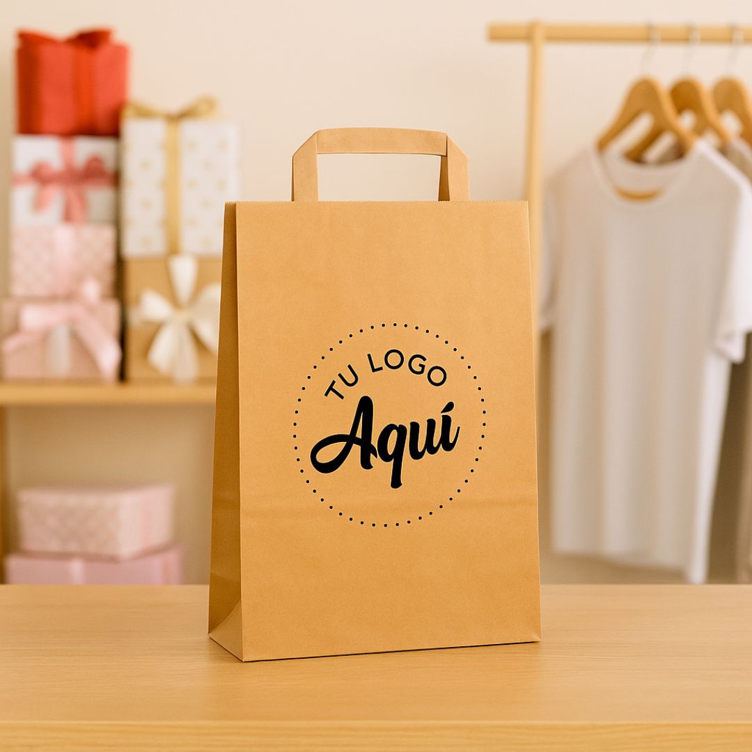 mEP BOLSA BOUTIQUE PAPEL KRAFT PERSONALIZADA 22*10*30CM X UNIDAD